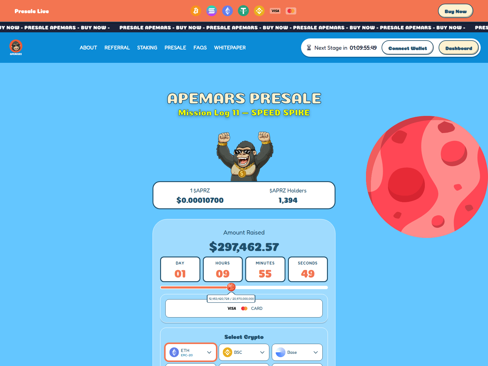 Forensic screenshot of apemars-presale.pages.dev
