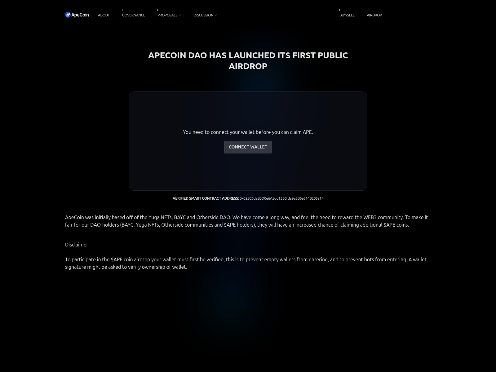 Screenshot of apecoins-dao.pages.dev