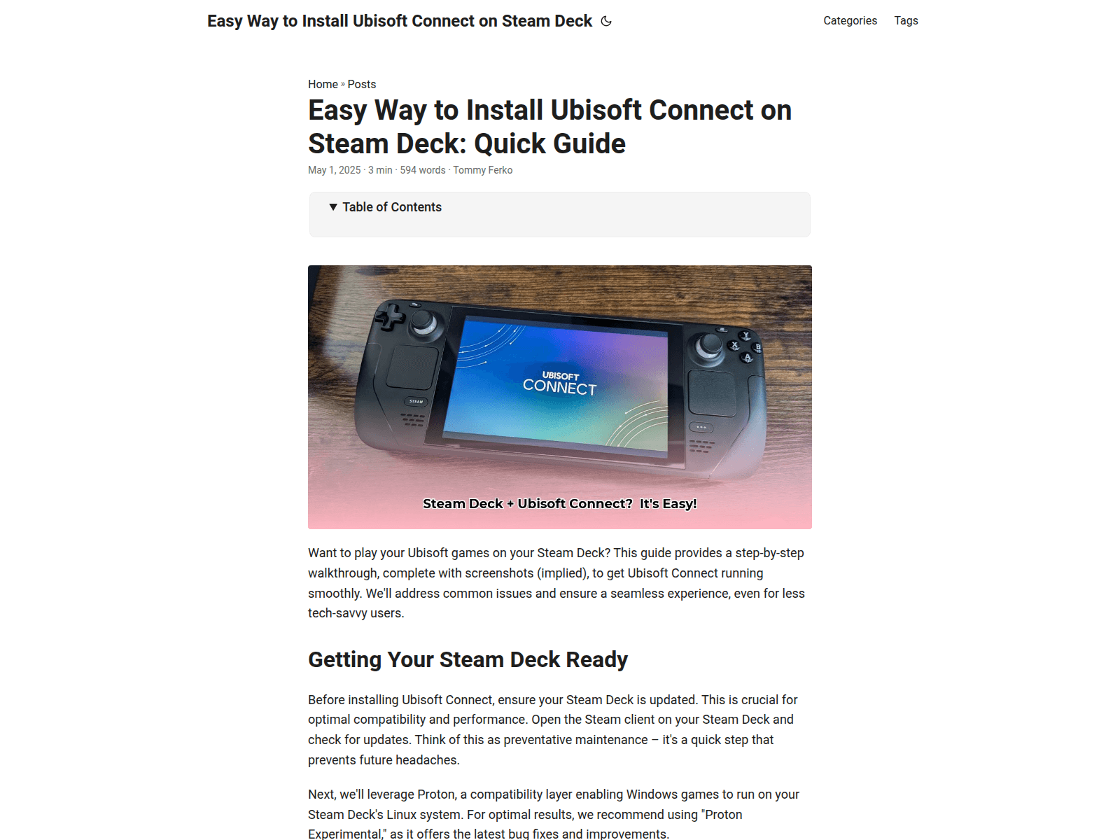 Screenshot of easy-way-to-install-ubisoft-connect-on-steam-deck.pages.dev