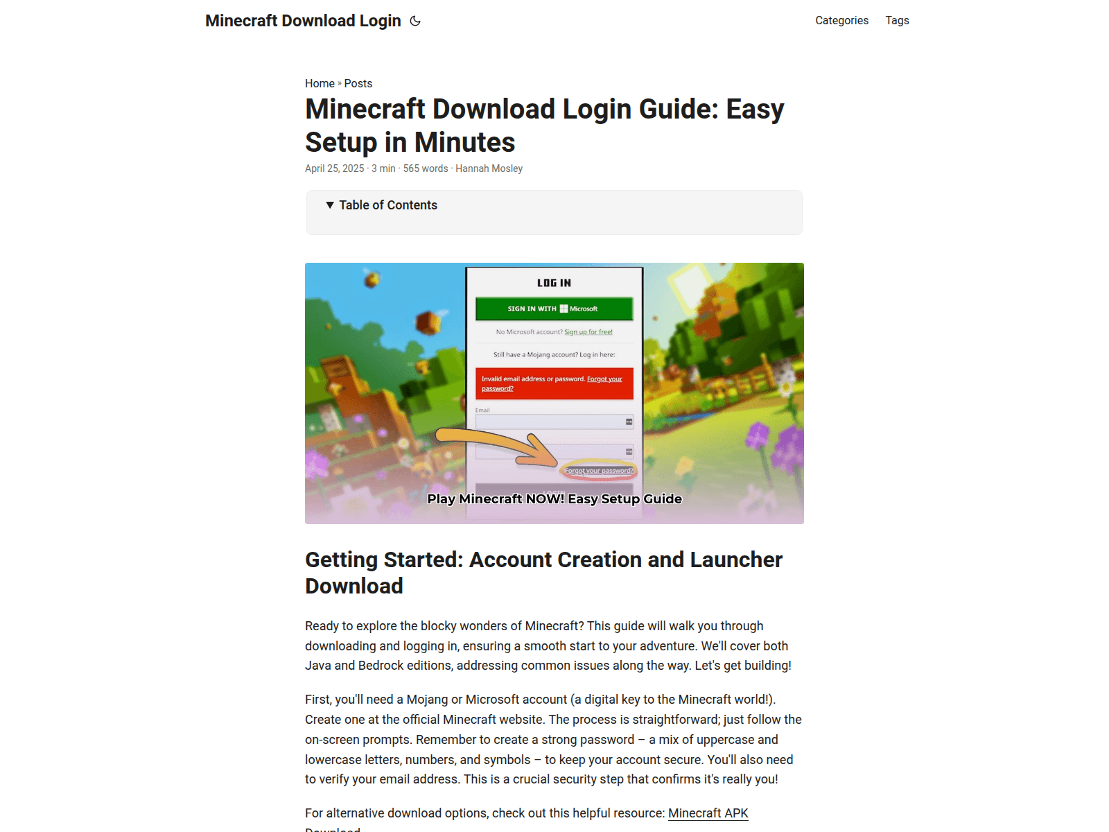 Forensic screenshot of minecraft-download-login.pages.dev