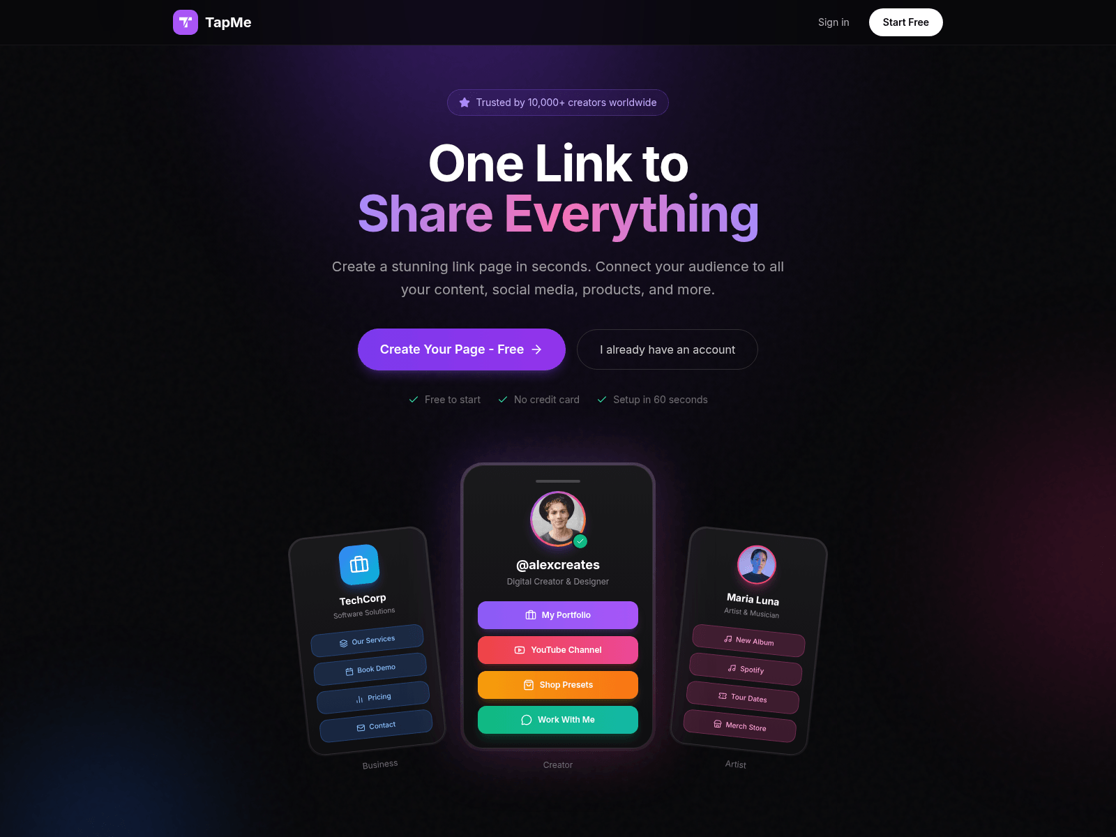 Screenshot of tapme.im