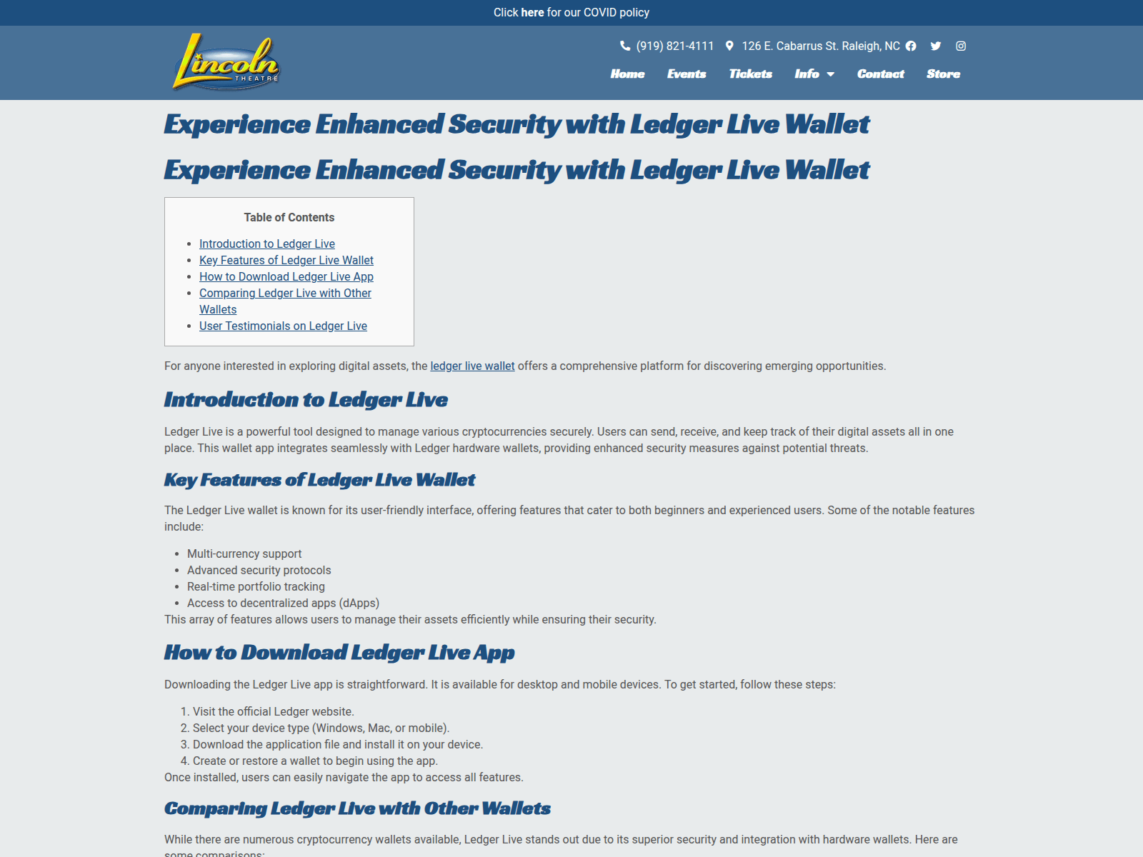 Screenshot of lincolntheatre.com