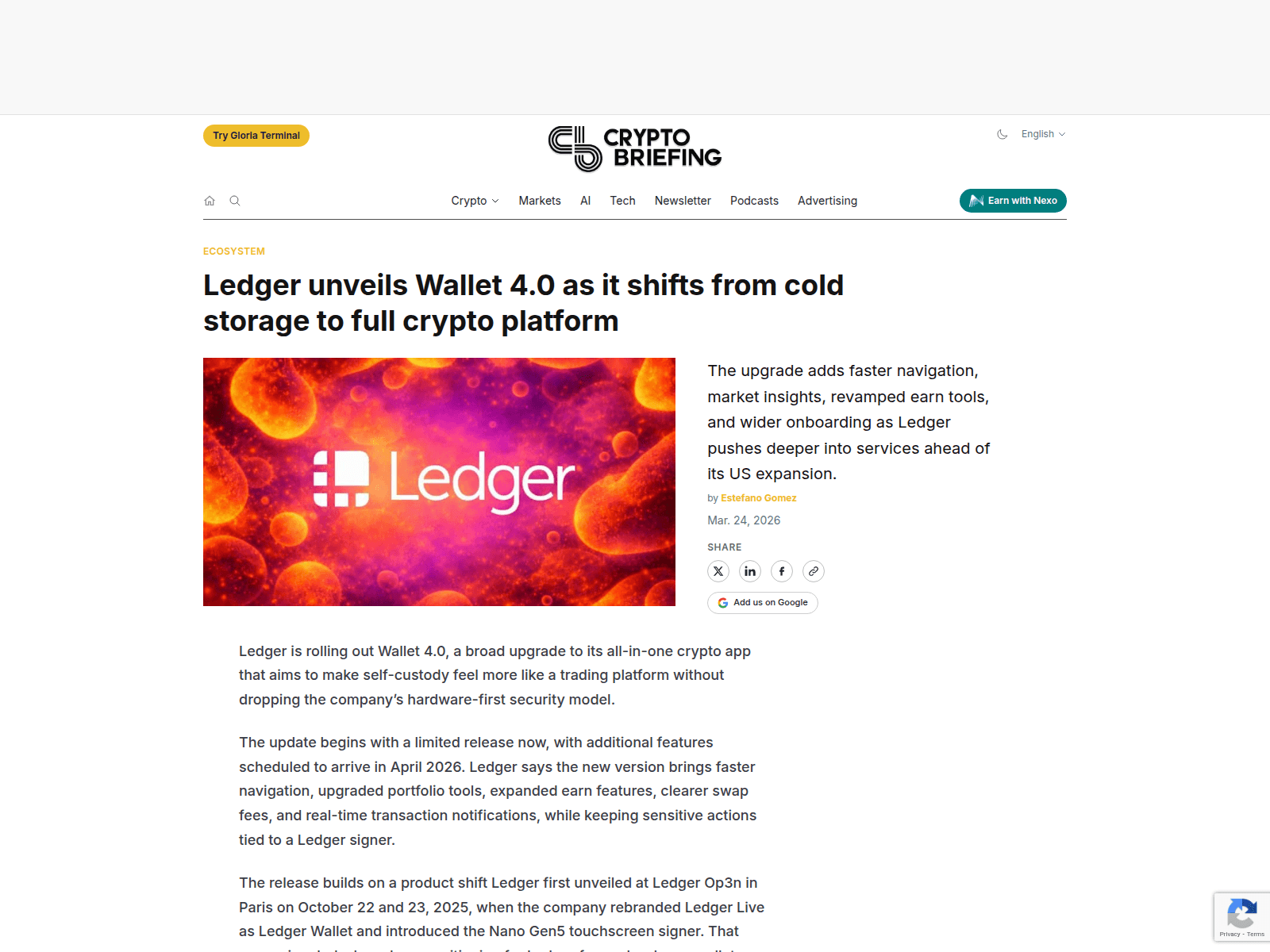 Forensic screenshot of cryptobriefing.com