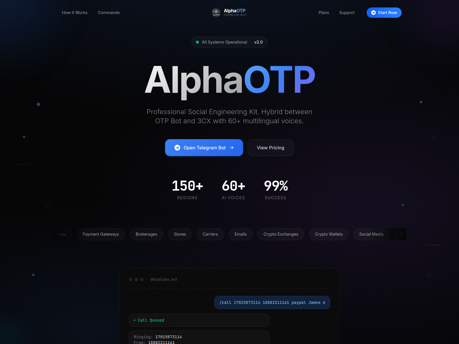 Forensic screenshot of alphaotpbot.com