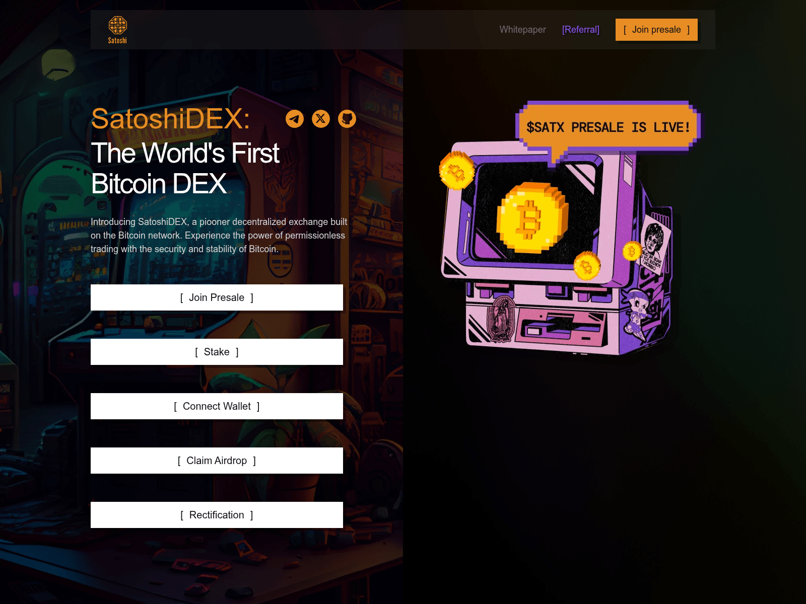 Forensic screenshot of satoshidex-web.pages.dev