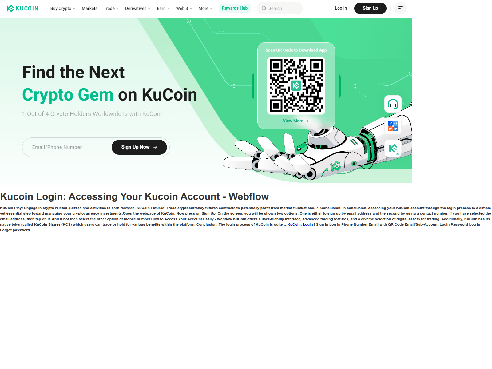Screenshot of loginkkucio.webflow.io