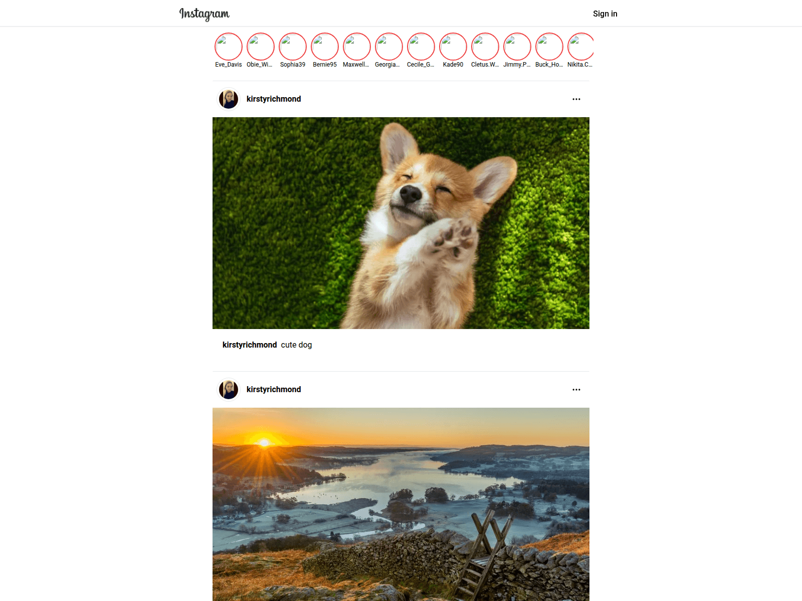 Forensic screenshot of instagram-clone-nine-delta.vercel.app