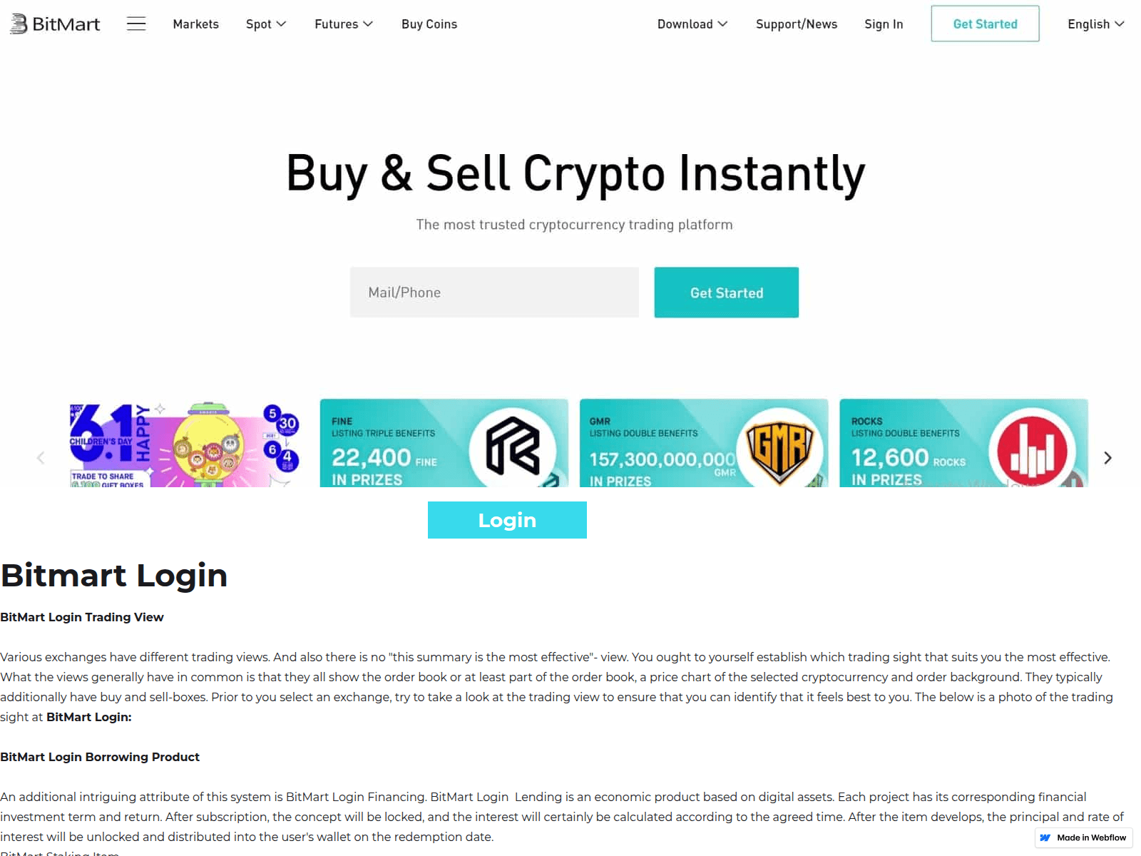 Forensic screenshot of bitmartlogins.webflow.io