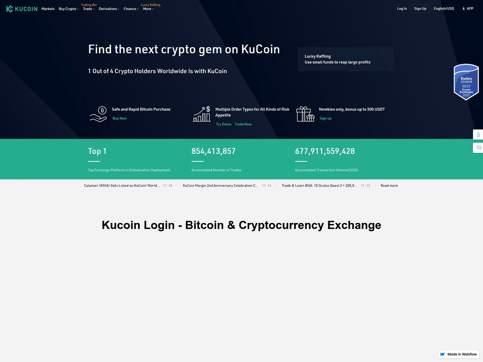 Forensic screenshot of kucoinelogin.webflow.io