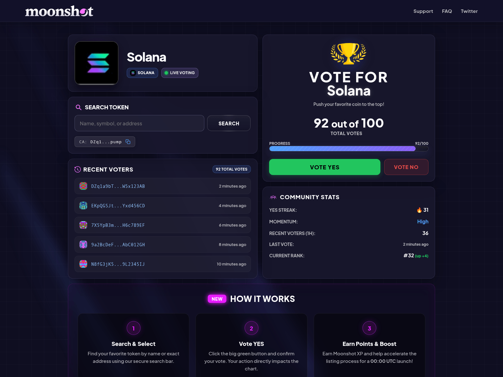 Screenshot of community-voting.xyz