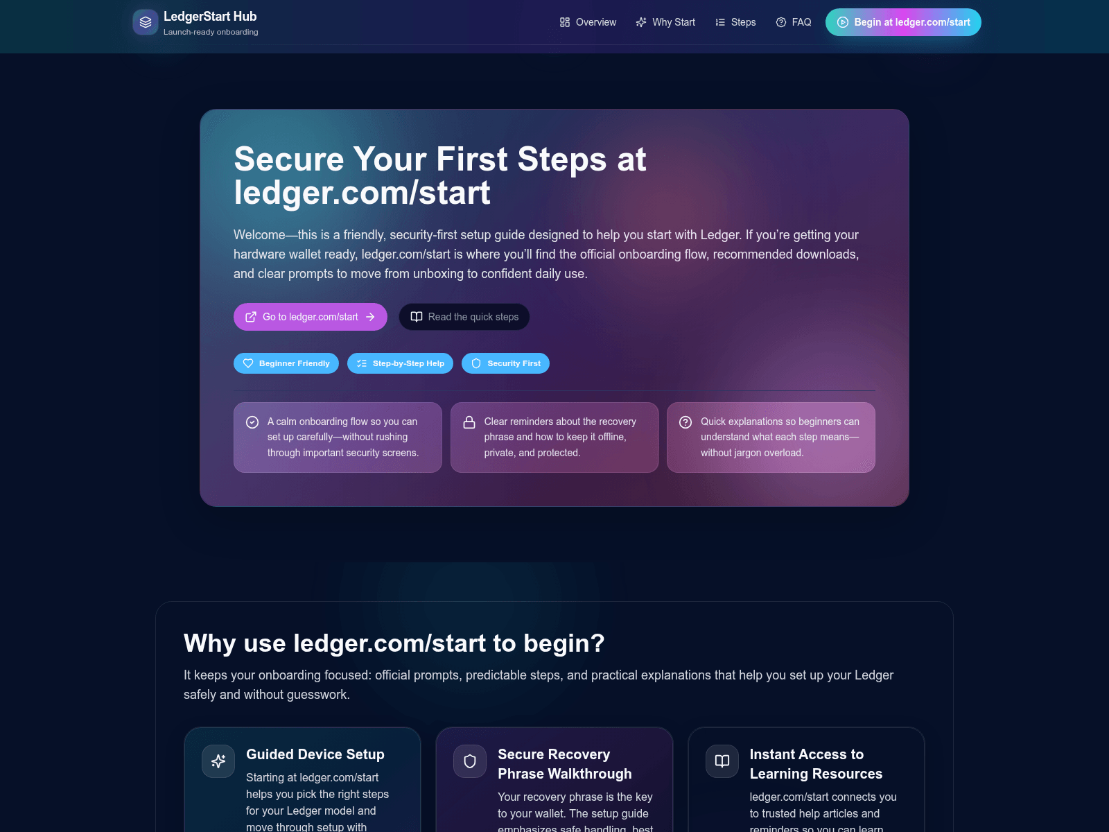 Screenshot of ledgercomstart.dream.space