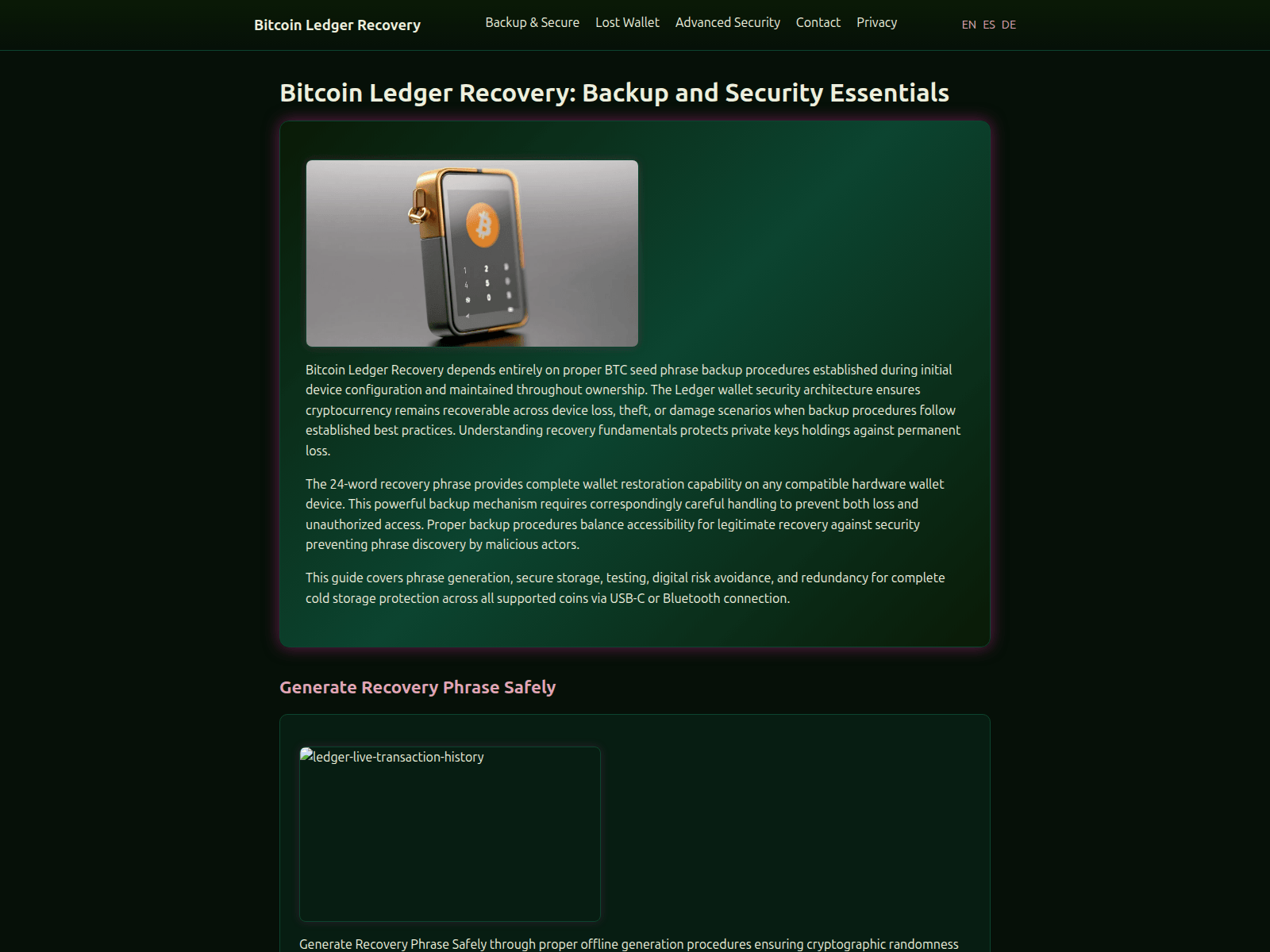 Forensic screenshot of bitcoin-ledger-recover.com