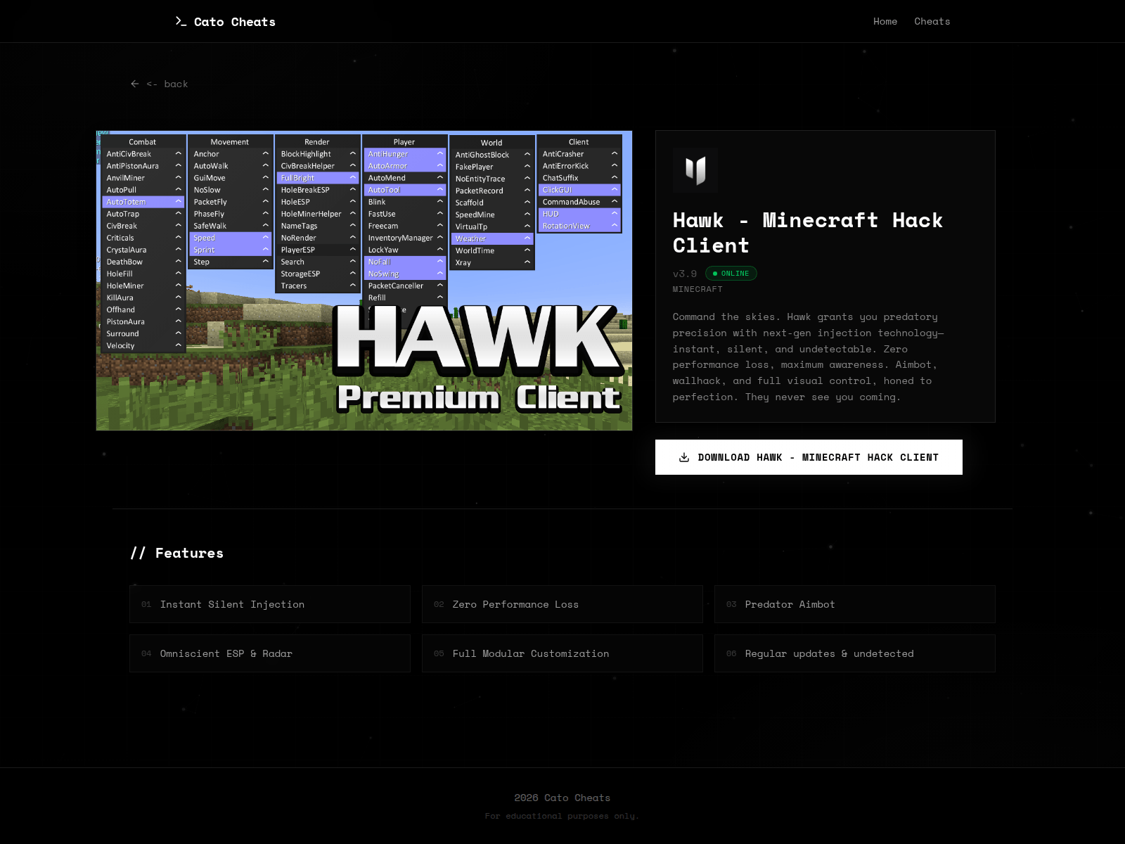 Forensic screenshot of www.catocheats.com