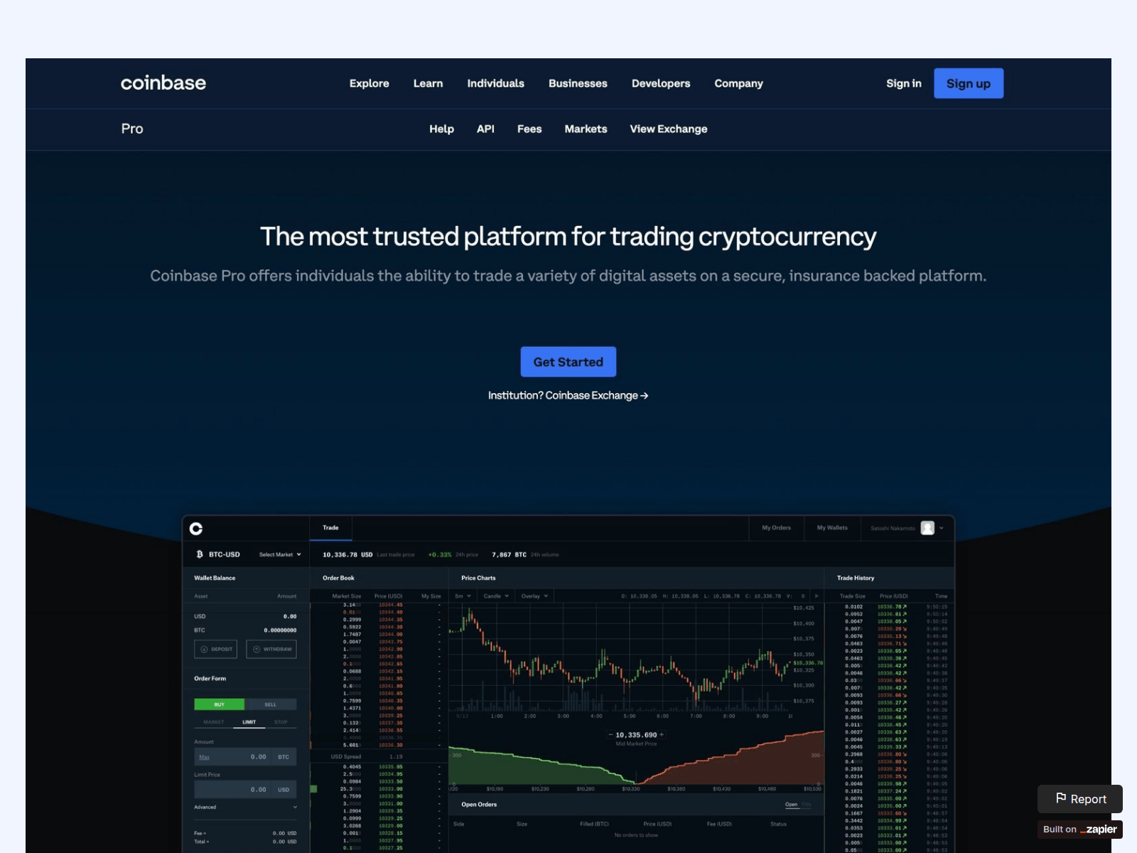 Screenshot of managecoinbaxe.zapier.app