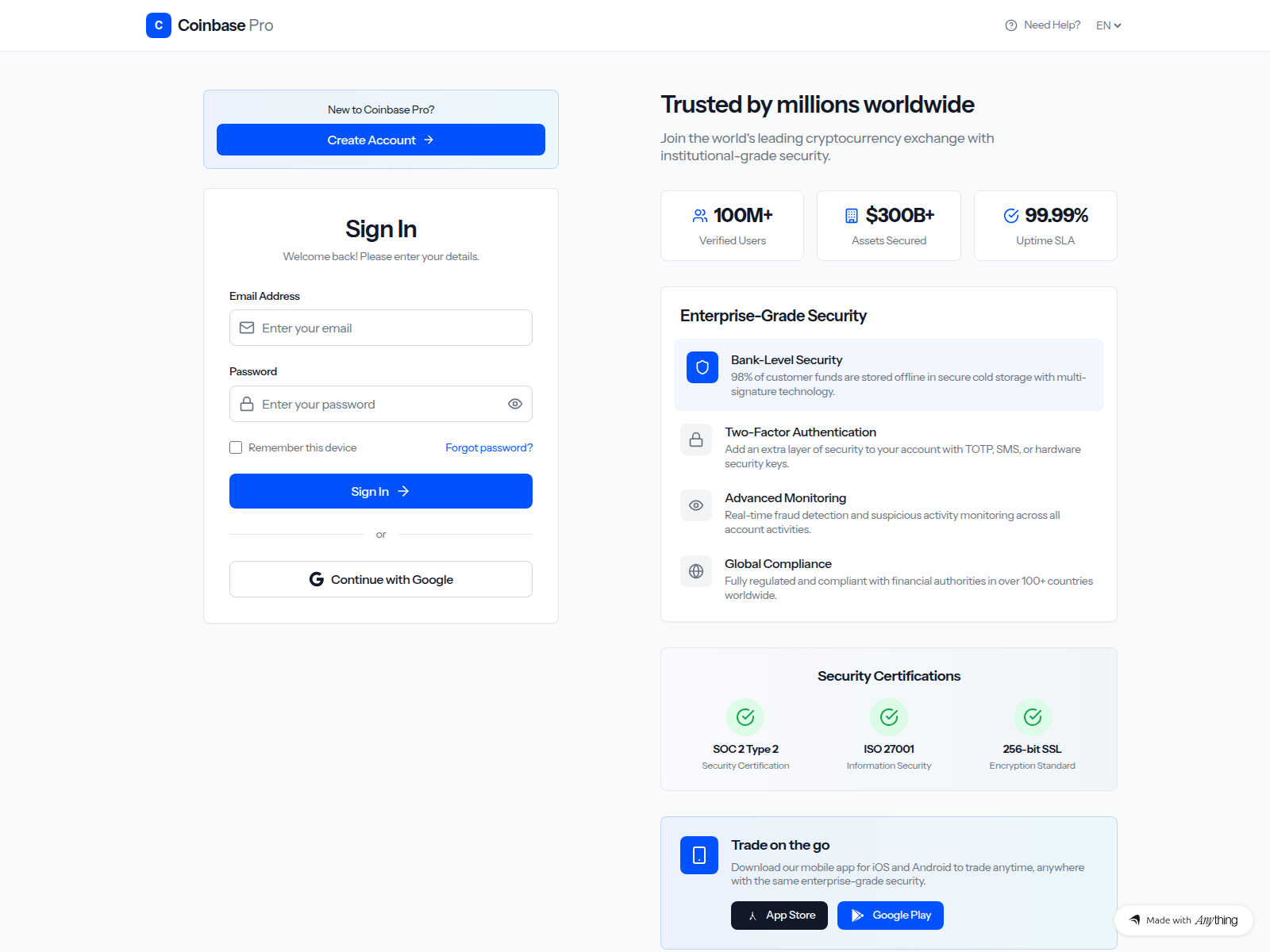 Screenshot of coinbsse-pro-logi-sso.created.app
