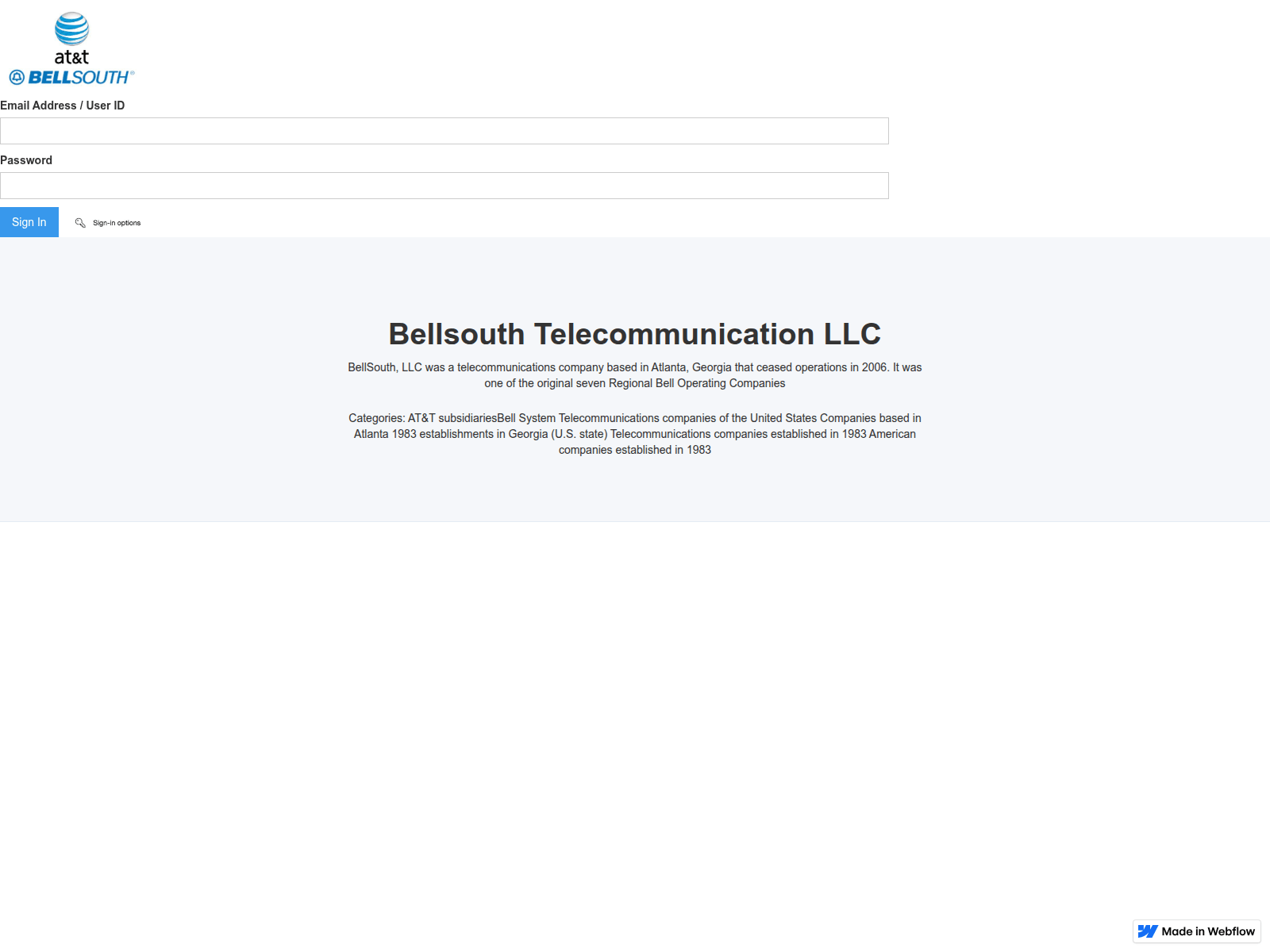 Screenshot of bellsouth-att-sigining-5d1d8c.webflow.io