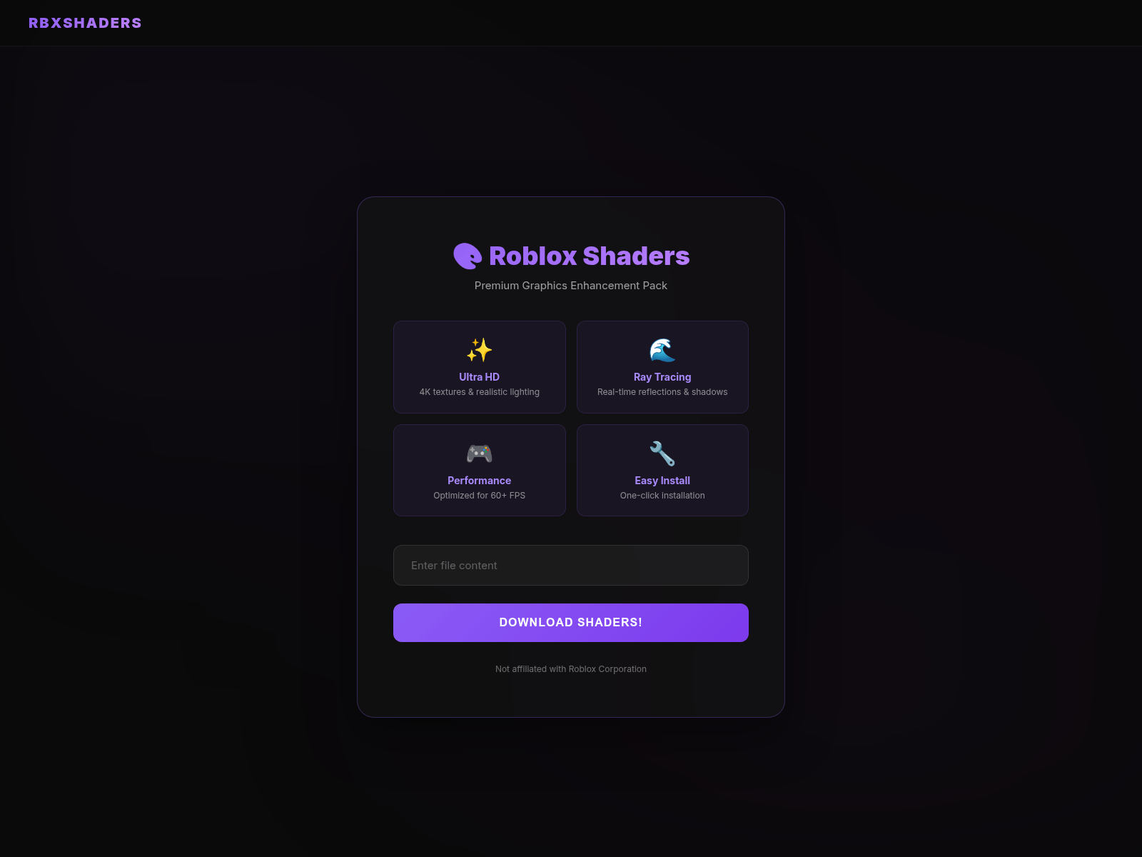 Screenshot of rbxshaders.pro