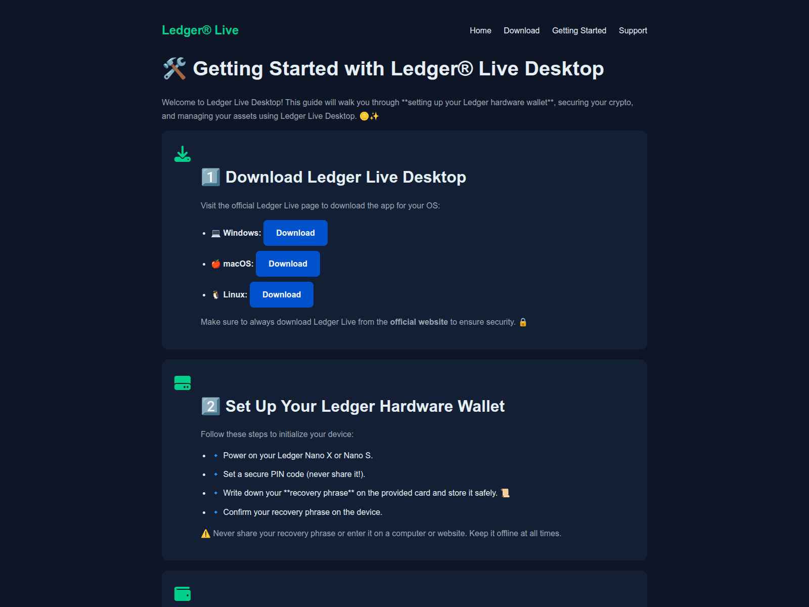 Screenshot of live-ldger-desktop-support.pages.dev