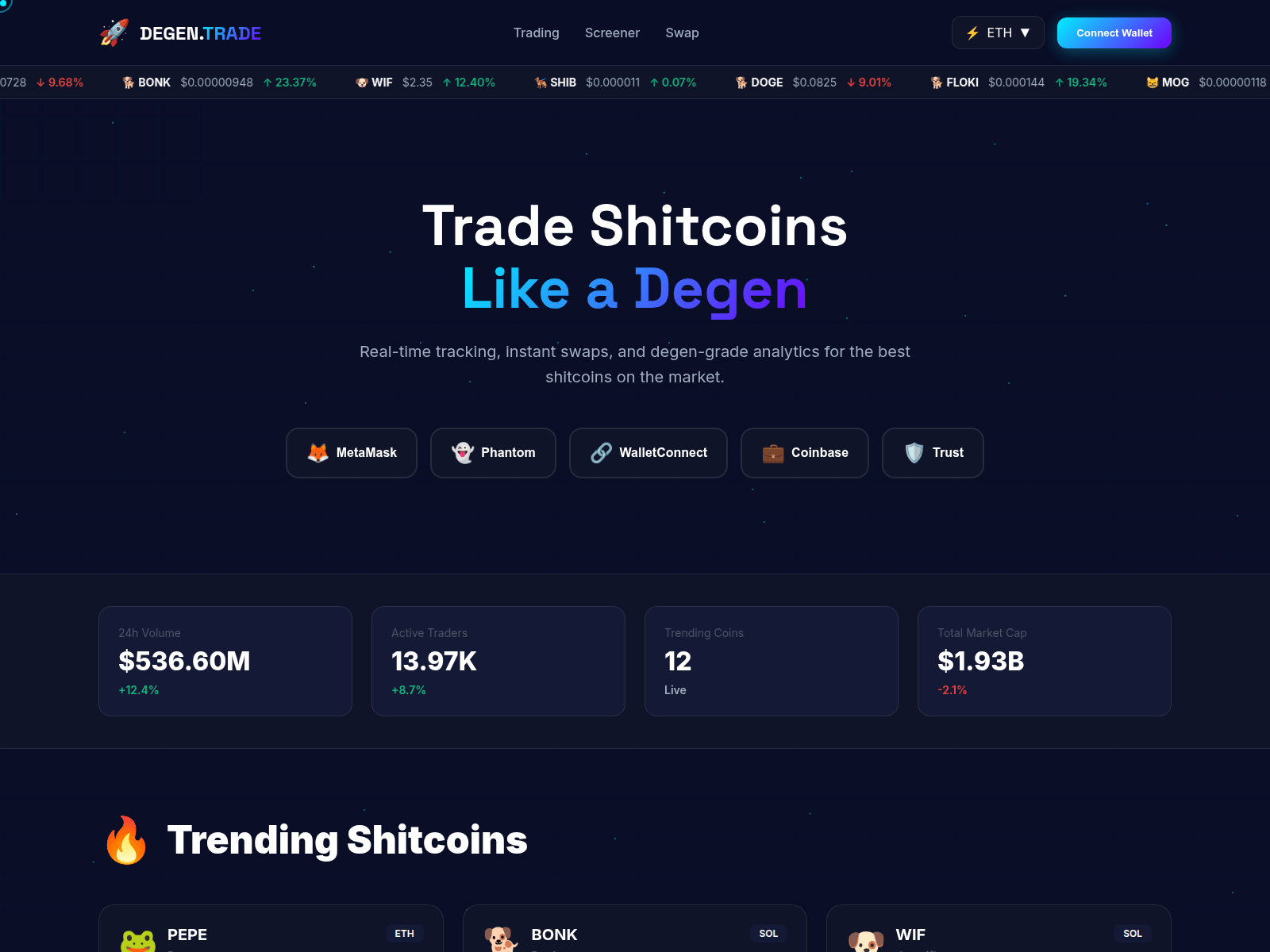 Screenshot of degentrade-online.pages.dev