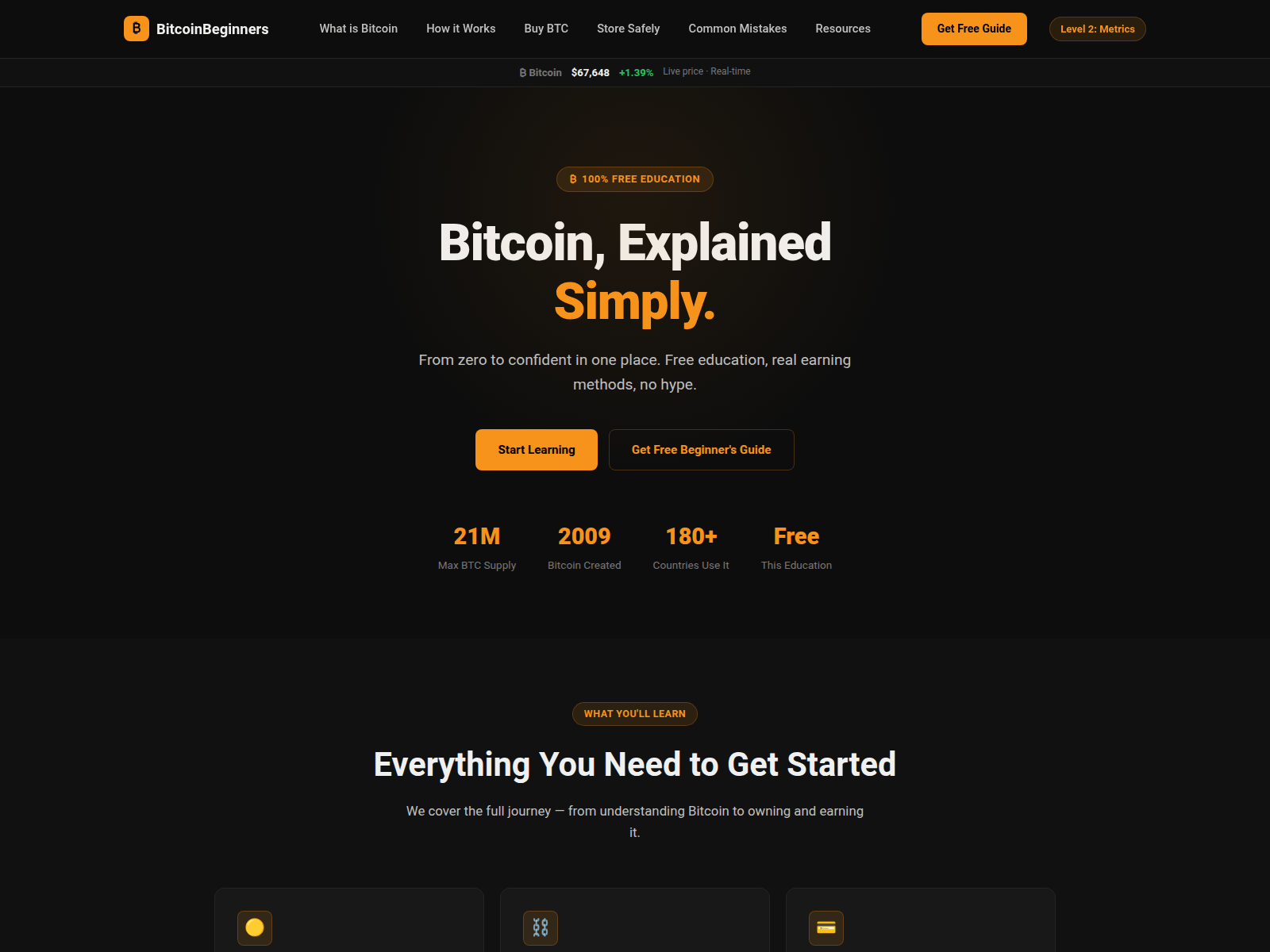 Screenshot of www.bitcoinbeginners.org