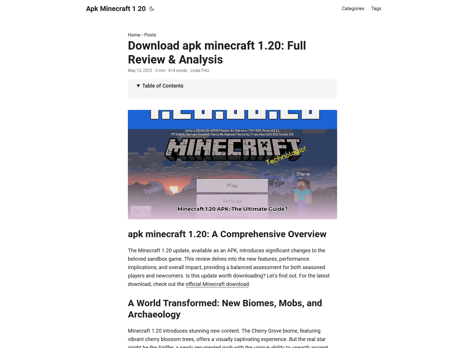 Screenshot of apk-minecraft-1-20.pages.dev