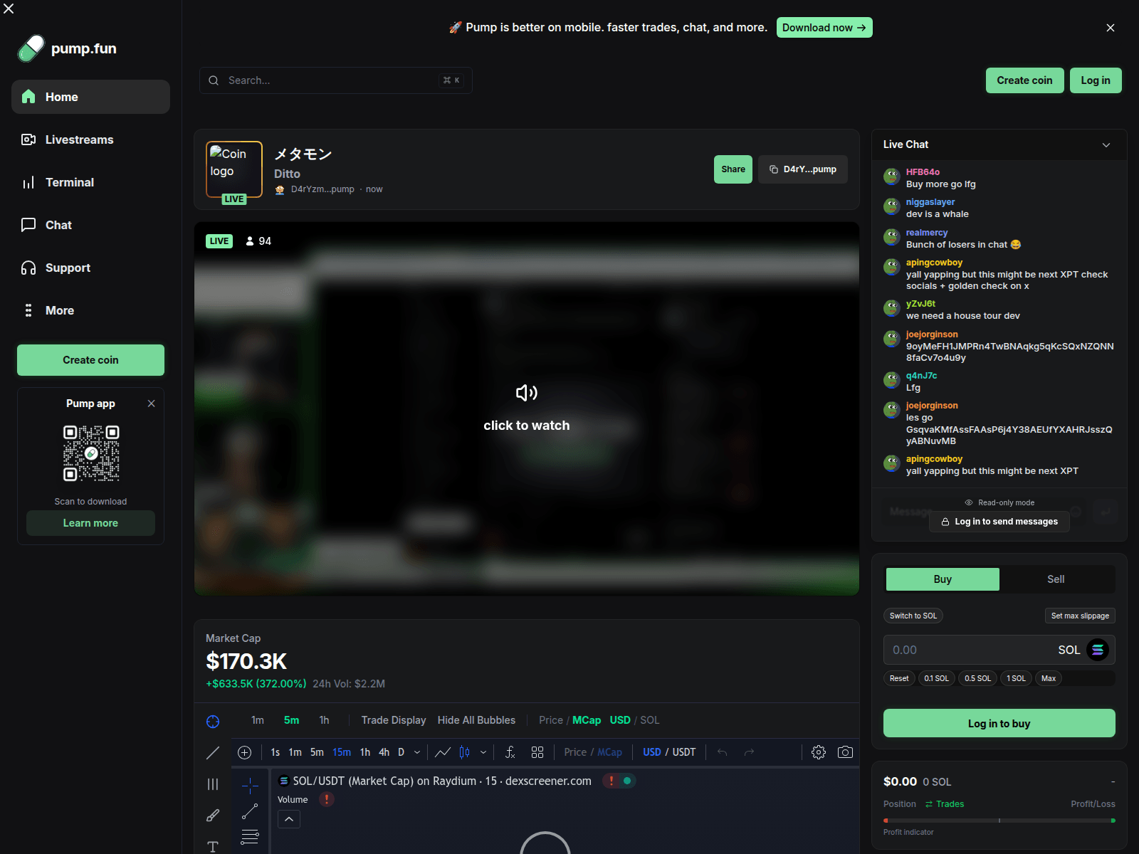 Screenshot of pumpstreamingchat.live