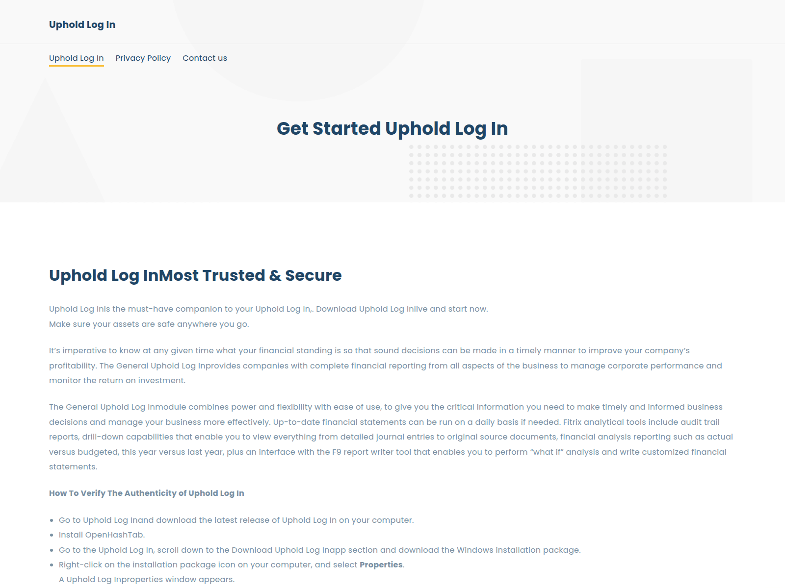 Screenshot of uphold-log-in.com