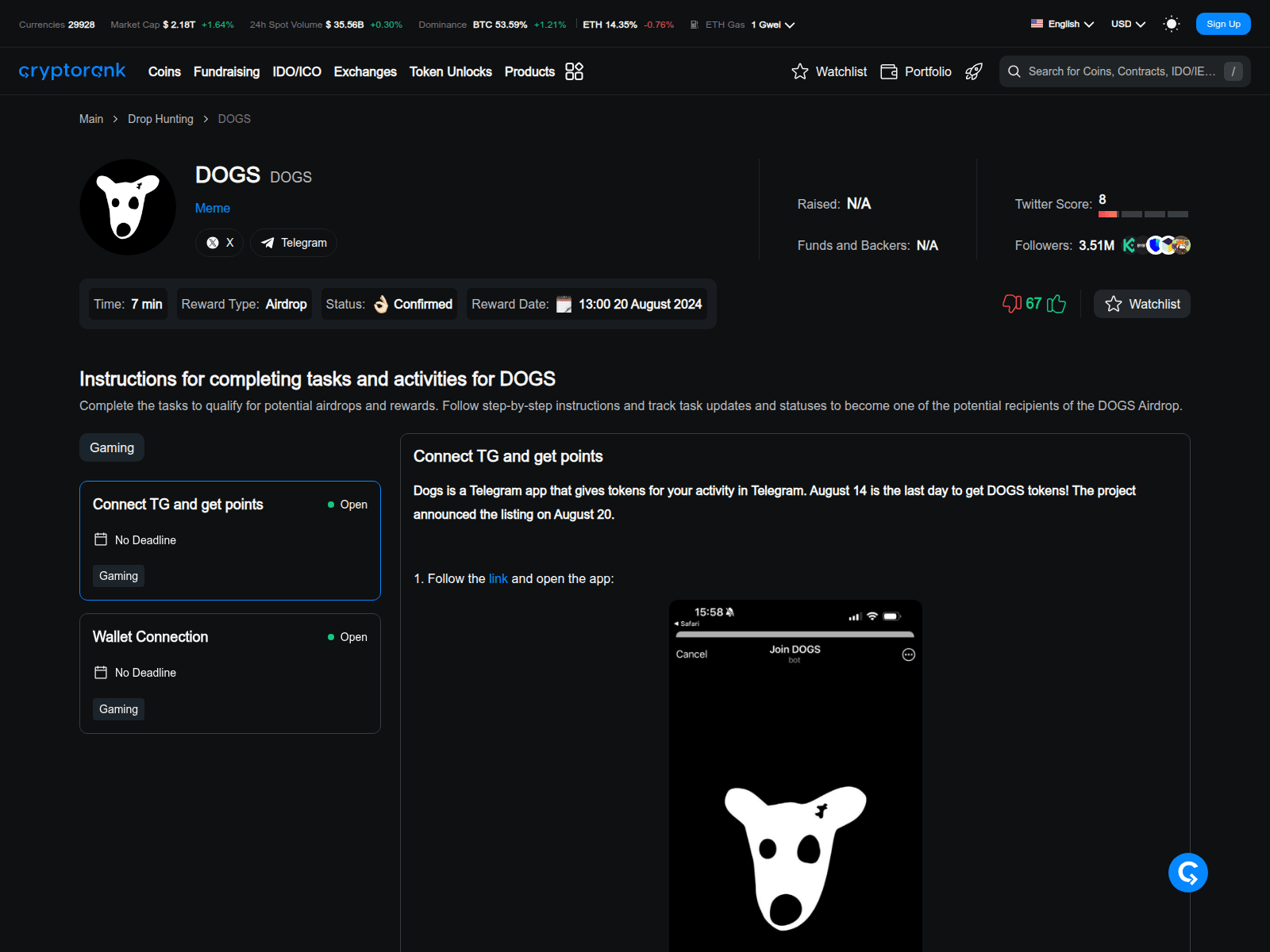 Screenshot of dogsaldrop.pages.dev