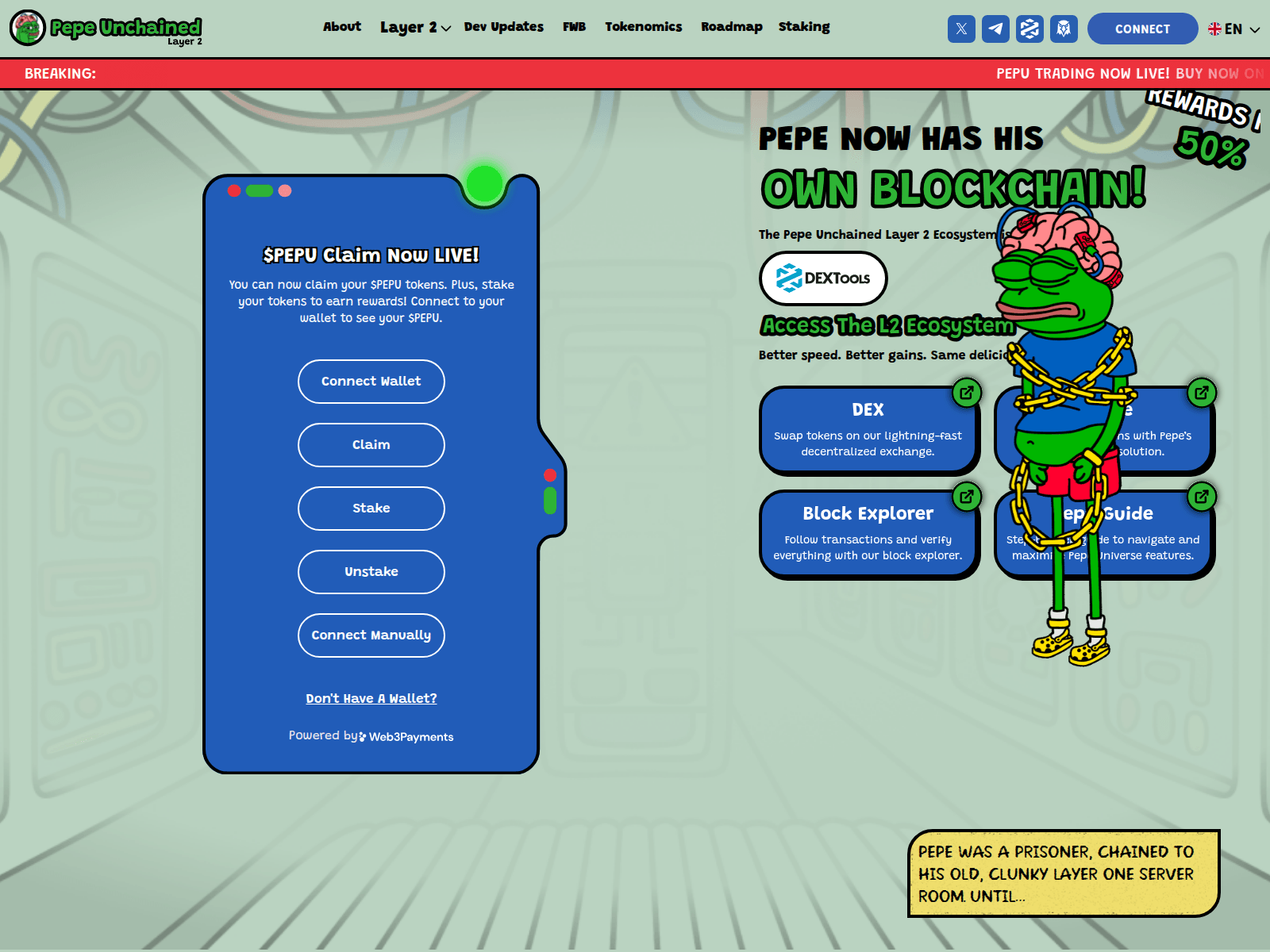 Screenshot of pepeunchained2-claims.pages.dev