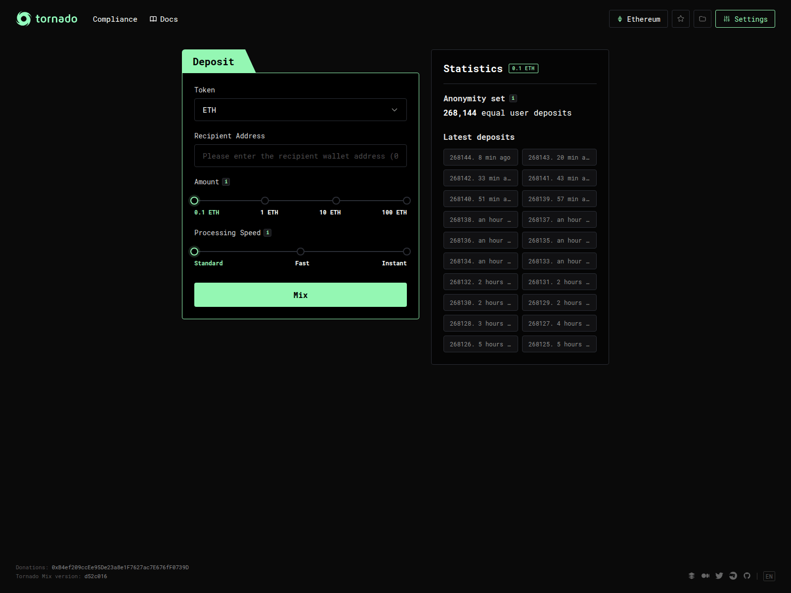 Screenshot of tornadomix.link