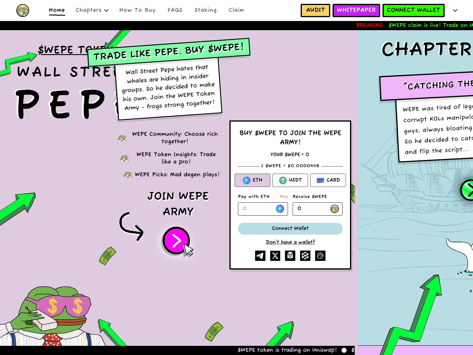 Screenshot of web-wallstreetpepe.pages.dev