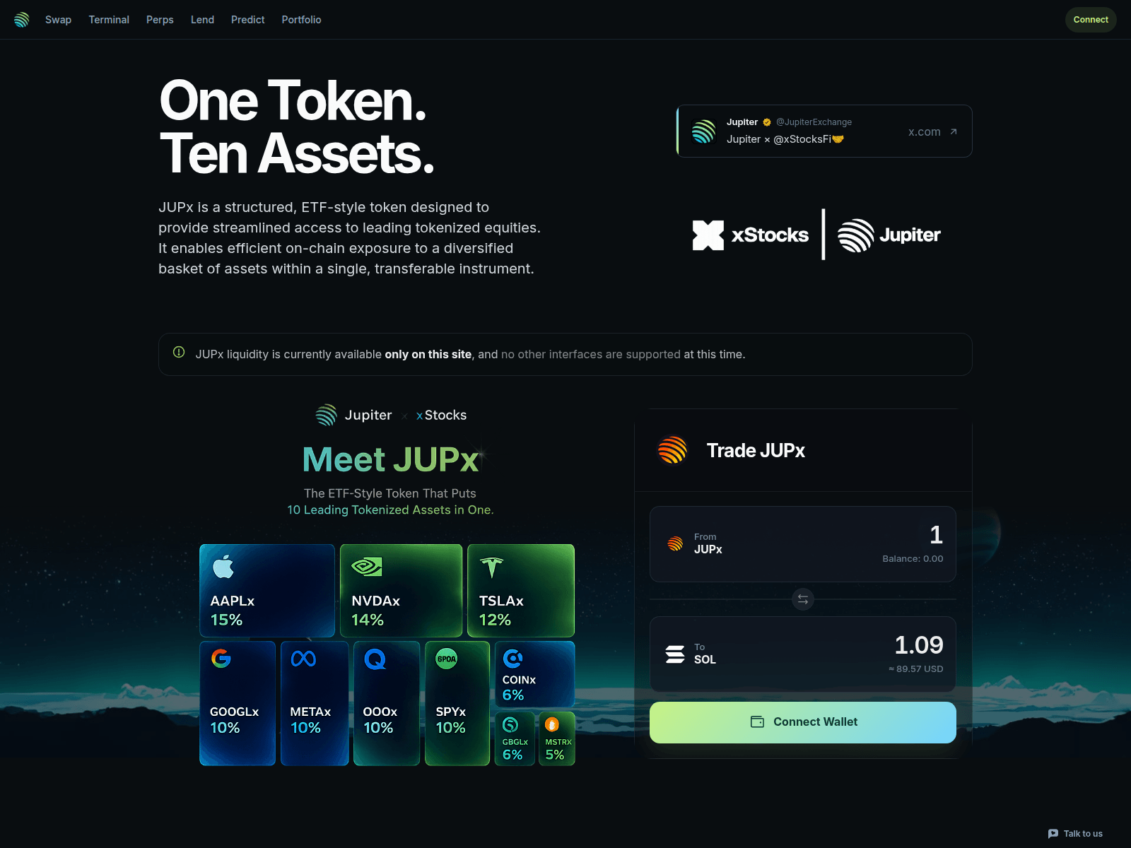 Screenshot of jupstocks.xyz