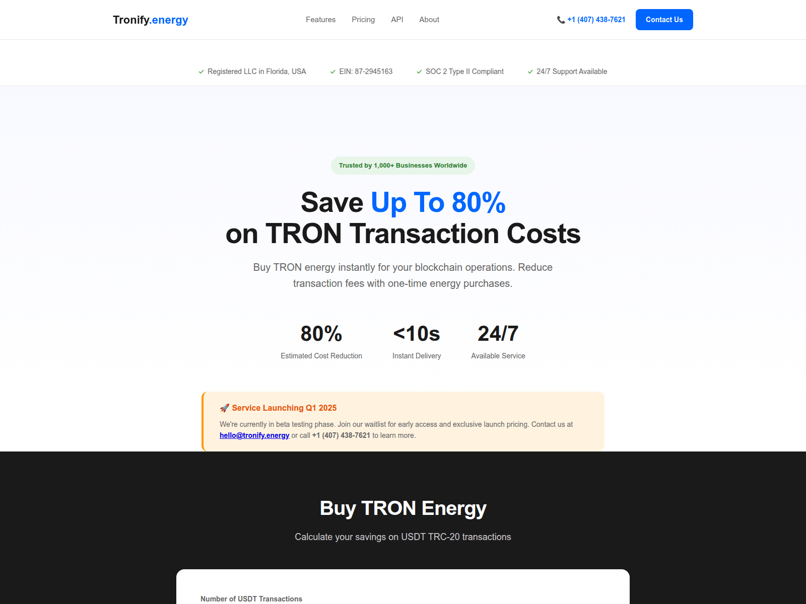 Screenshot of tronify.energy