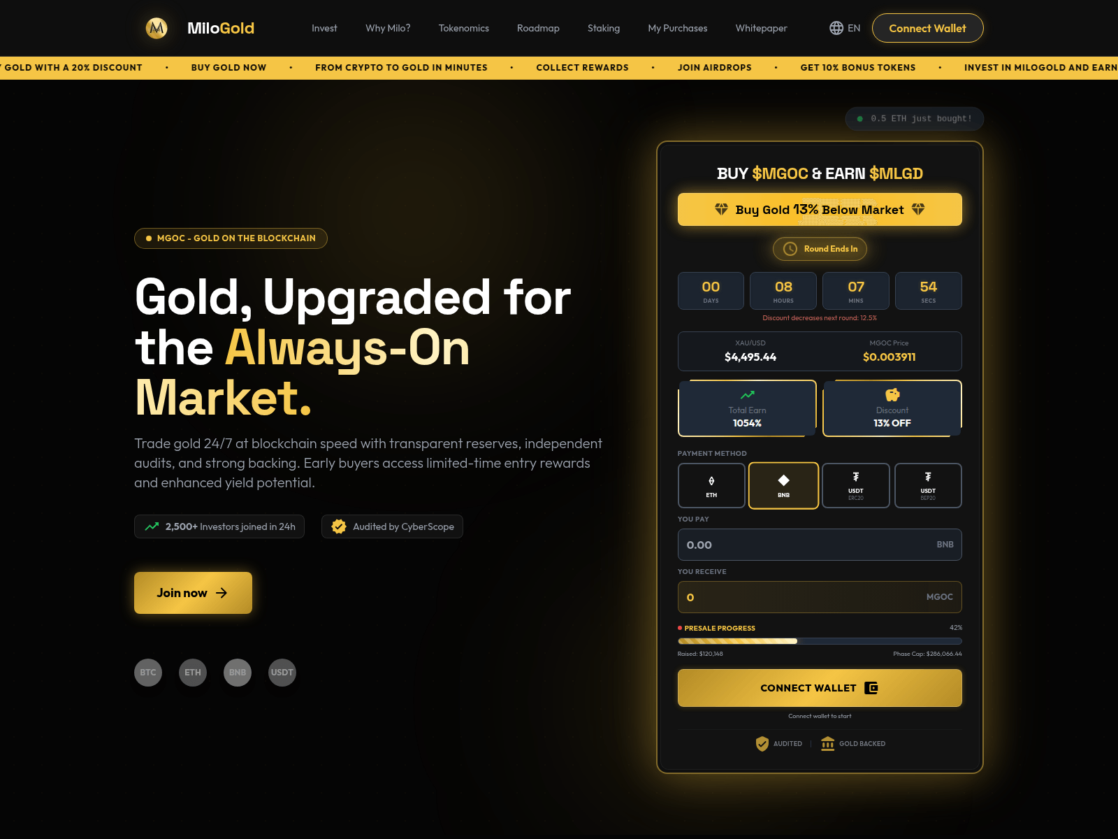 Screenshot of milogold.com