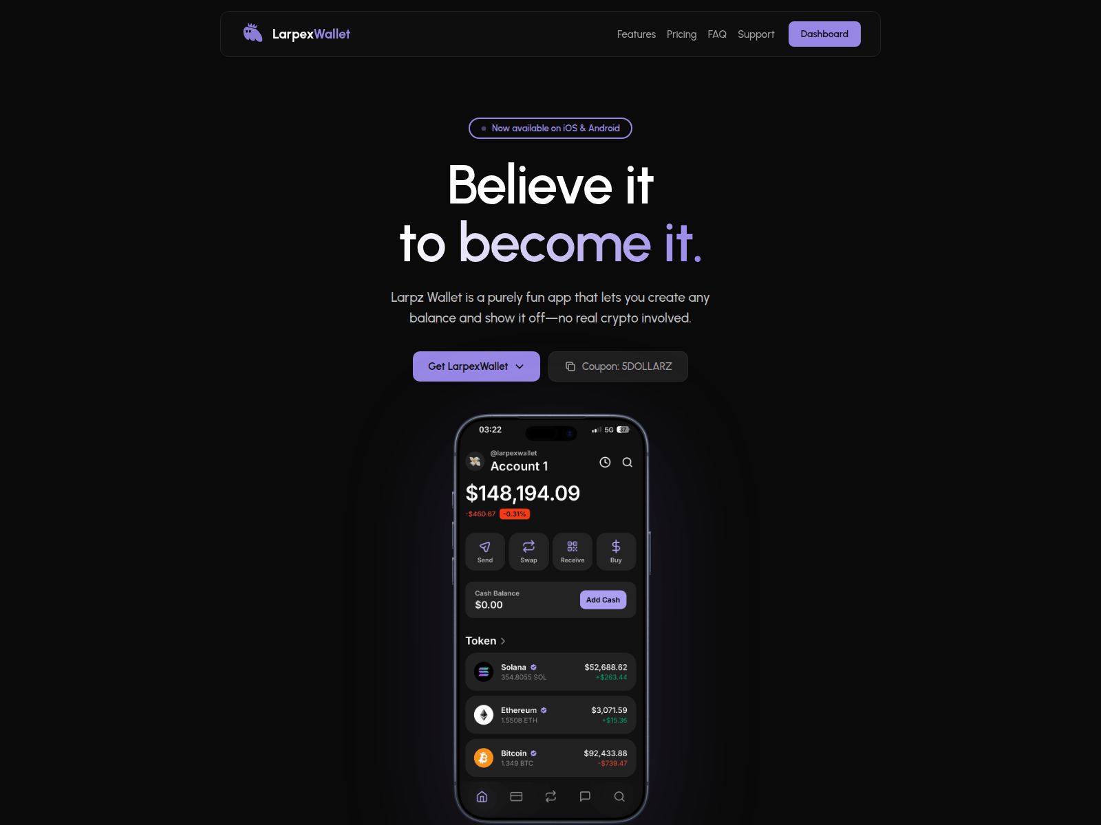 Screenshot of larpexwallet.xyz