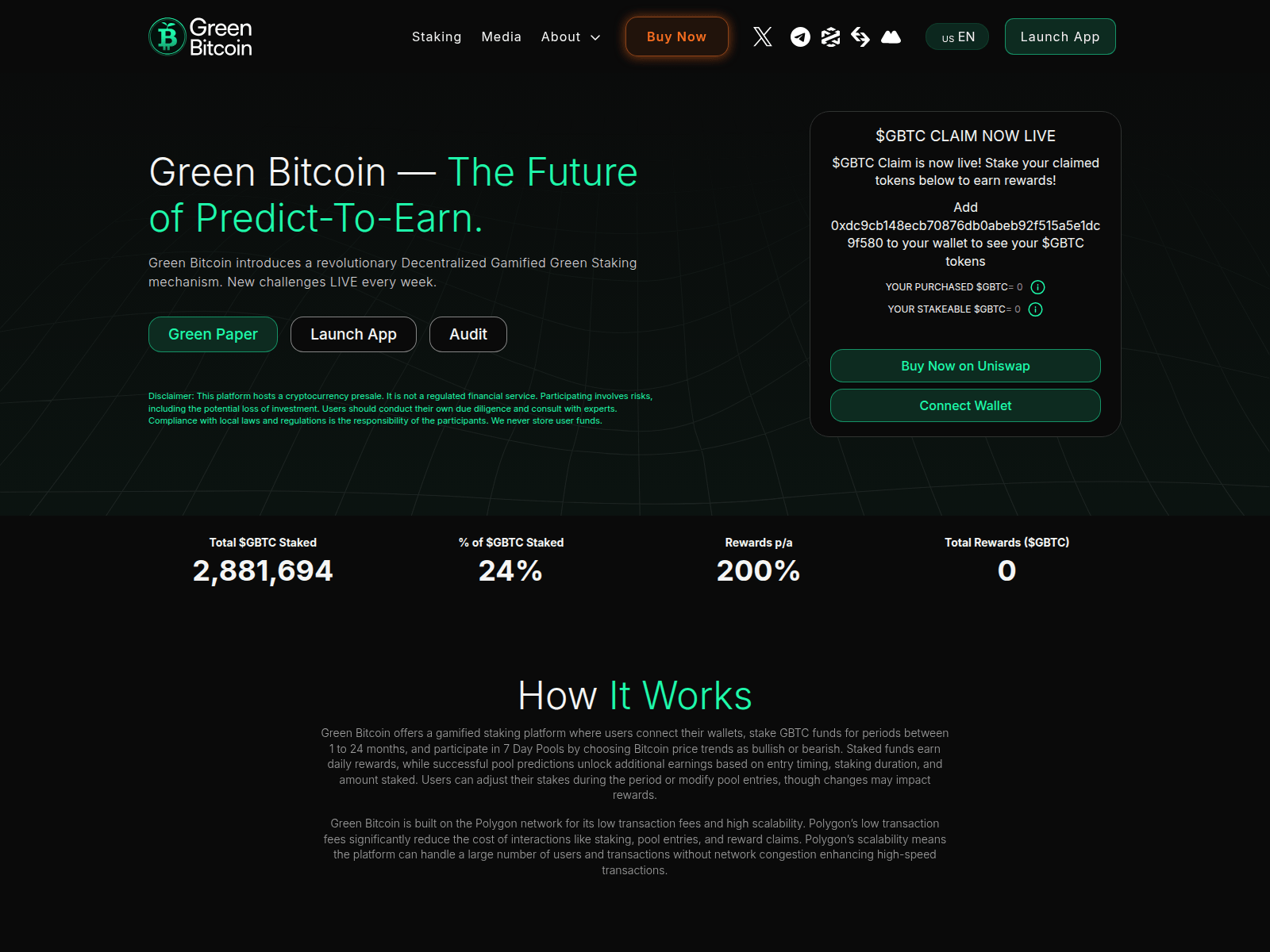 Screenshot of greenbitcoin.xyz