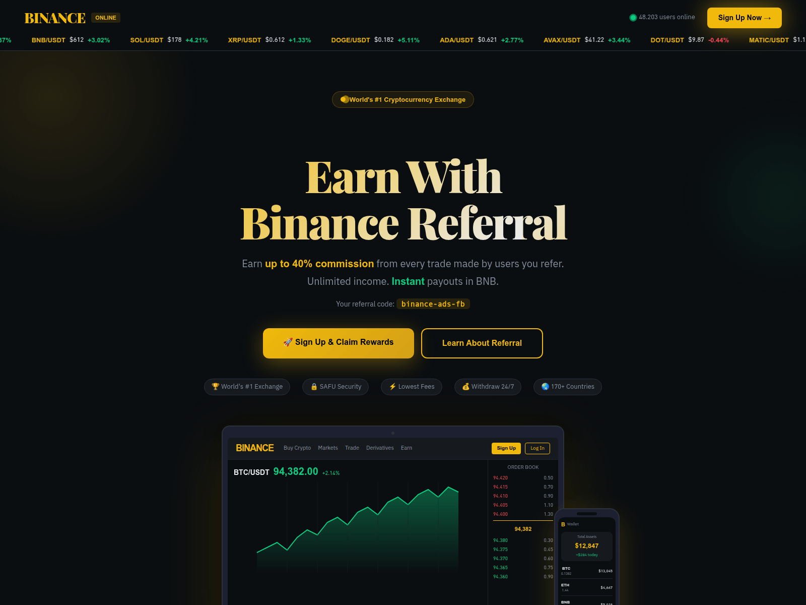 Screenshot of accounts.binance-ads.com