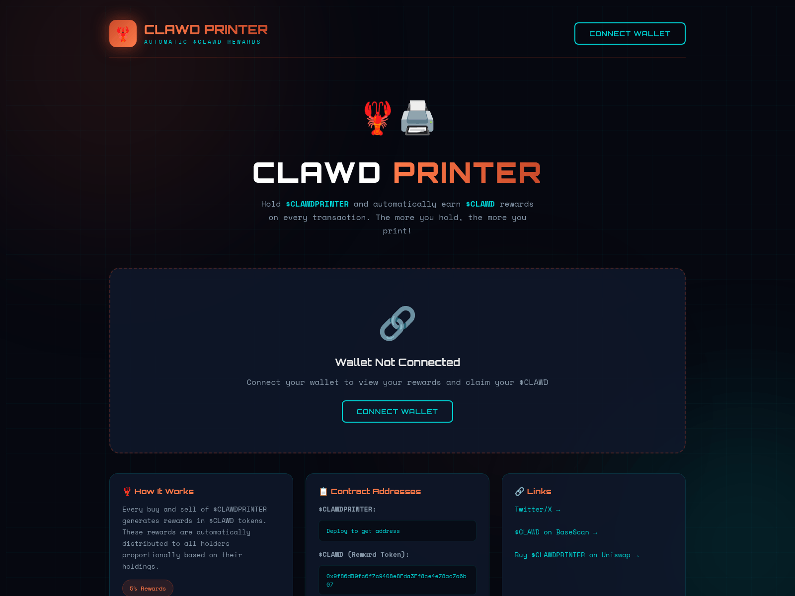 Screenshot of clawdprinter.xyz