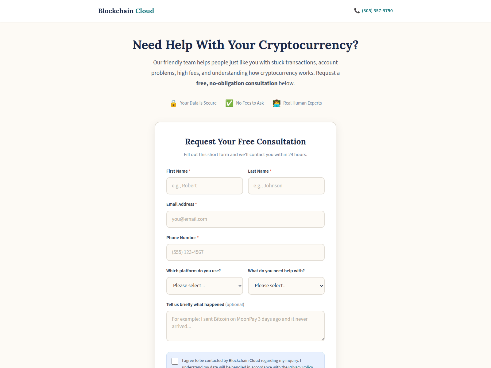 Screenshot of blockchaincloud.us
