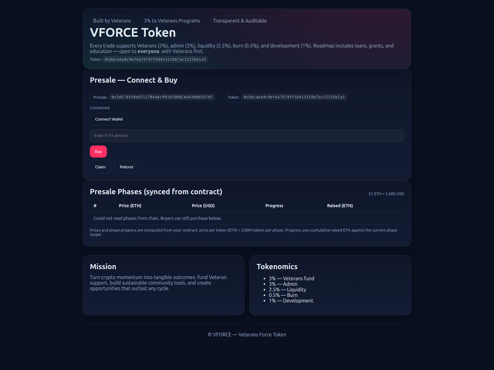 Screenshot of vforcetoken.com