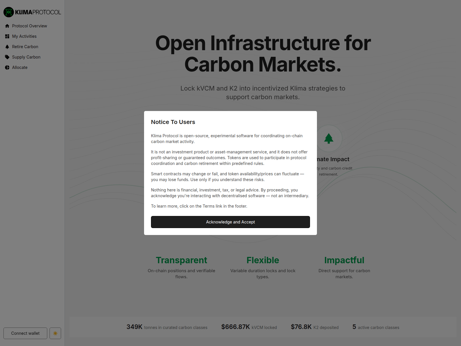 Screenshot of dapp-pfkrbctv5-klimadao.vercel.app