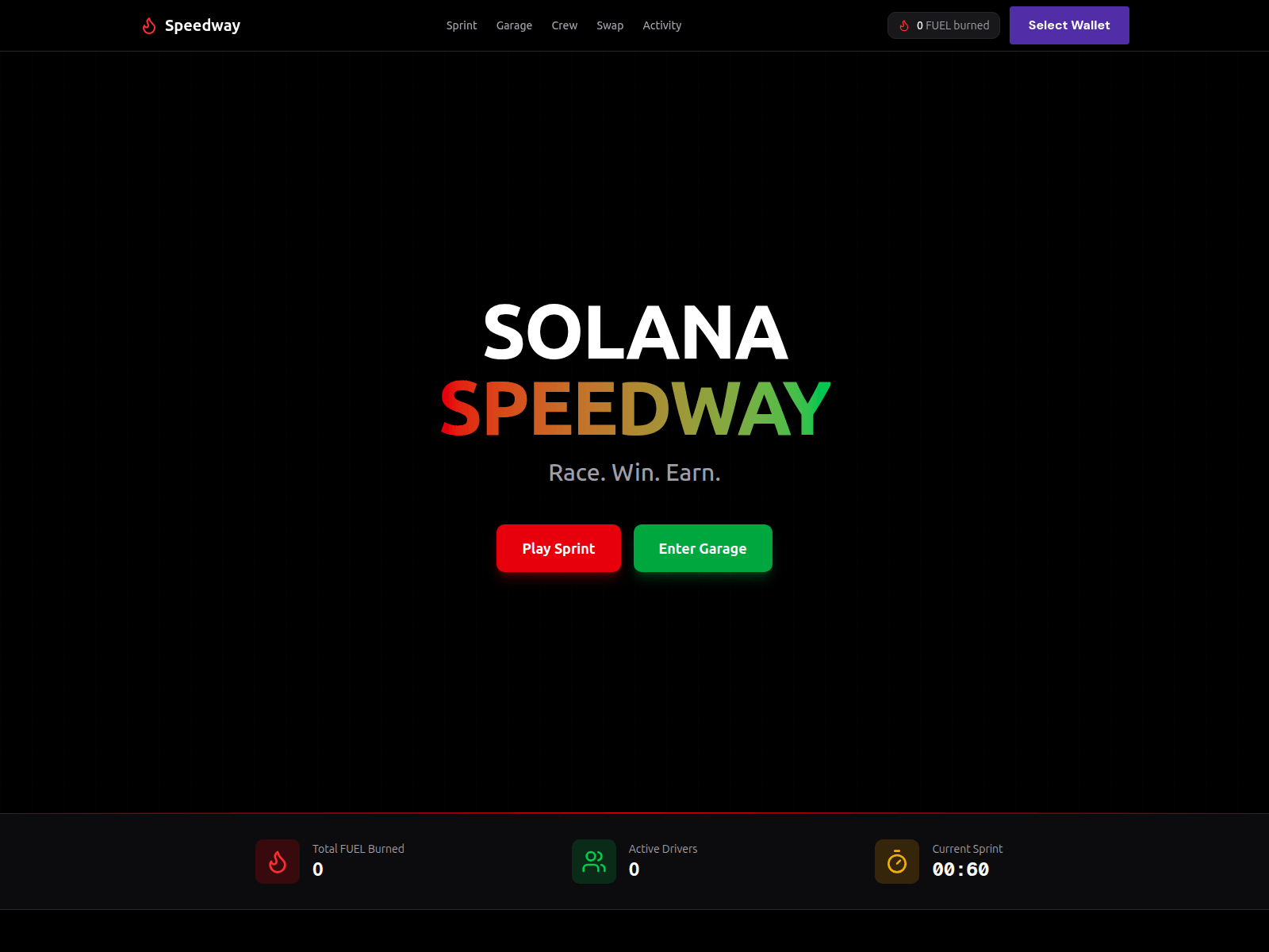 Screenshot of solanaspeedway.xyz