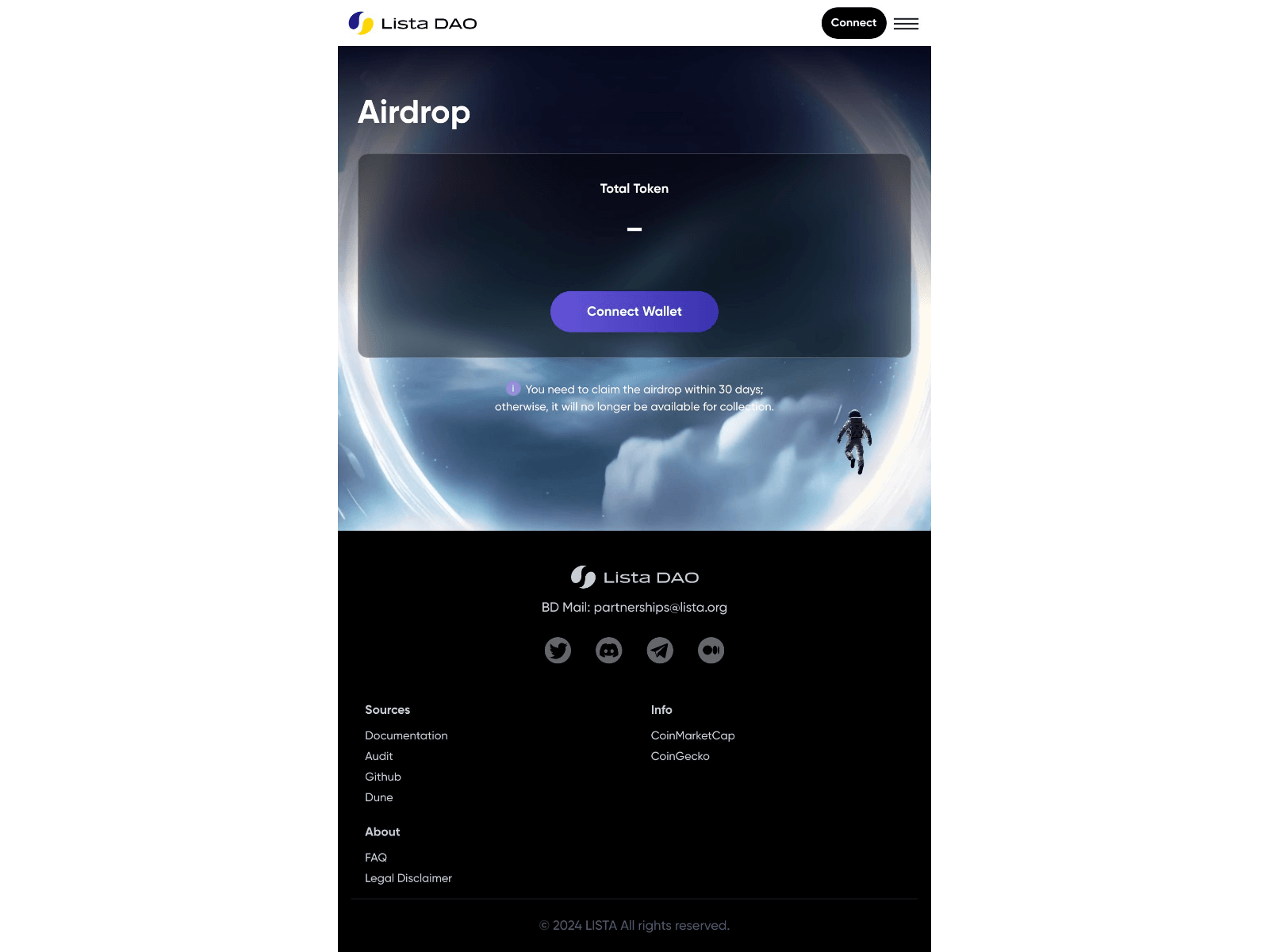 Screenshot of lista-dao-airdrop.pages.dev