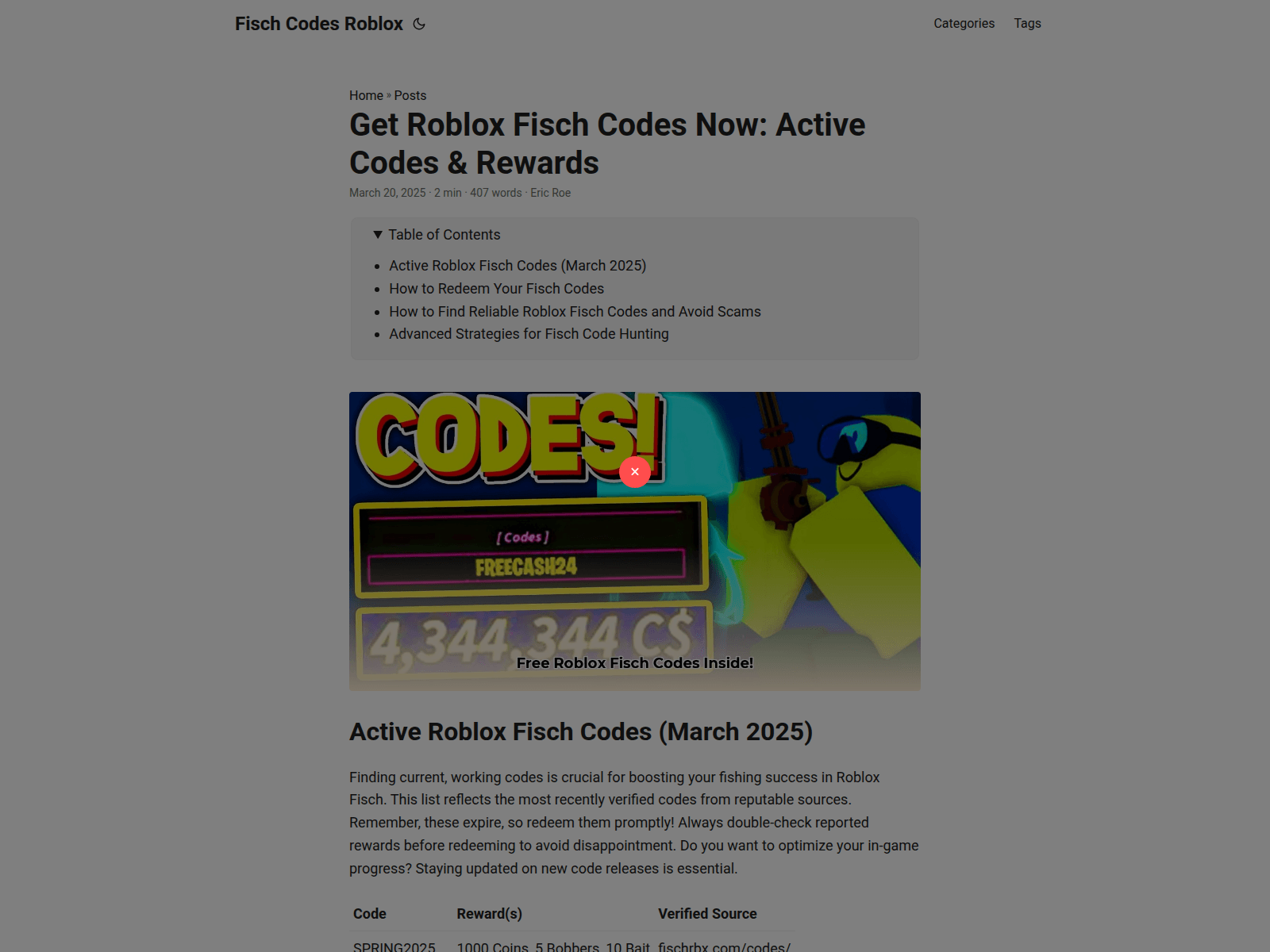 Screenshot of fisch-codes-roblox.pages.dev
