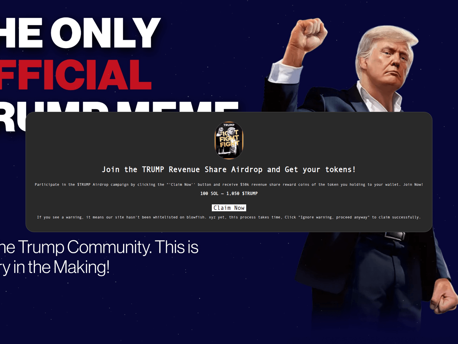 Screenshot of gettrumpmemeairdrop.pages.dev