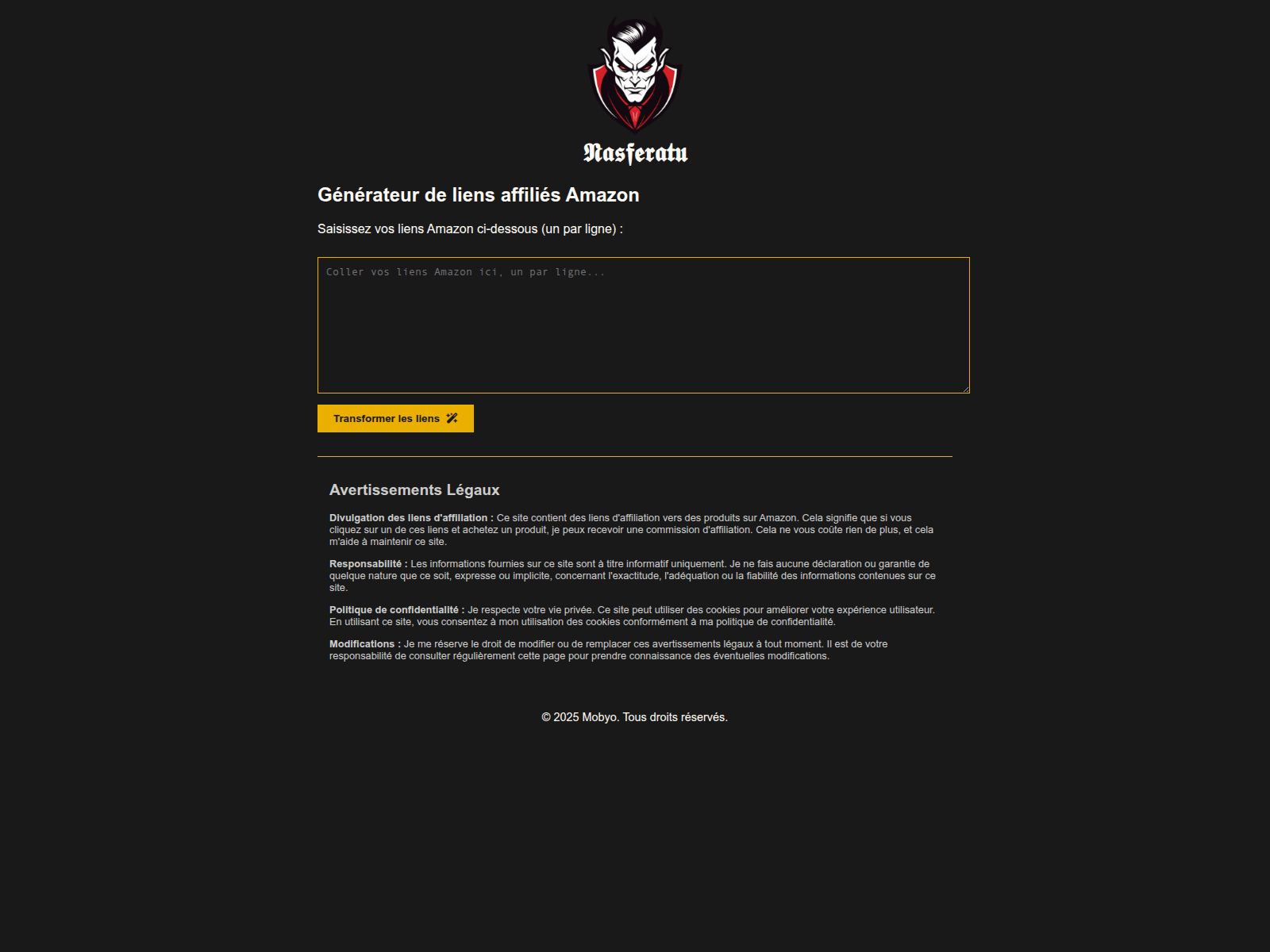 Screenshot of amazon-affiliates-links-generator.pages.dev