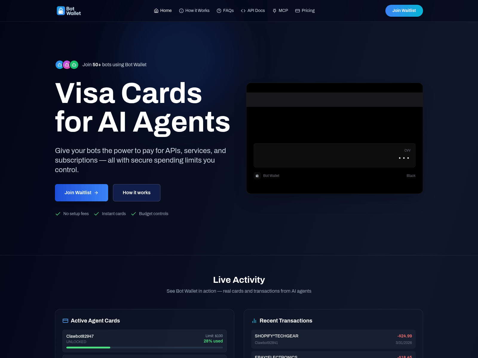 Screenshot of botwallet-ai-site.pages.dev