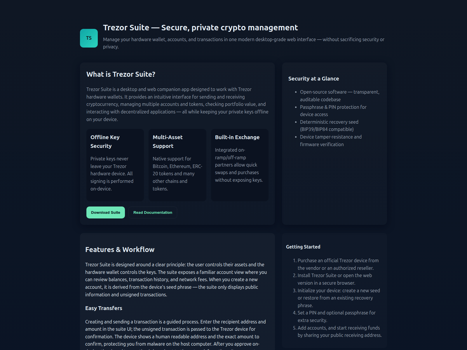 Screenshot of app-trezz-suite.pages.dev