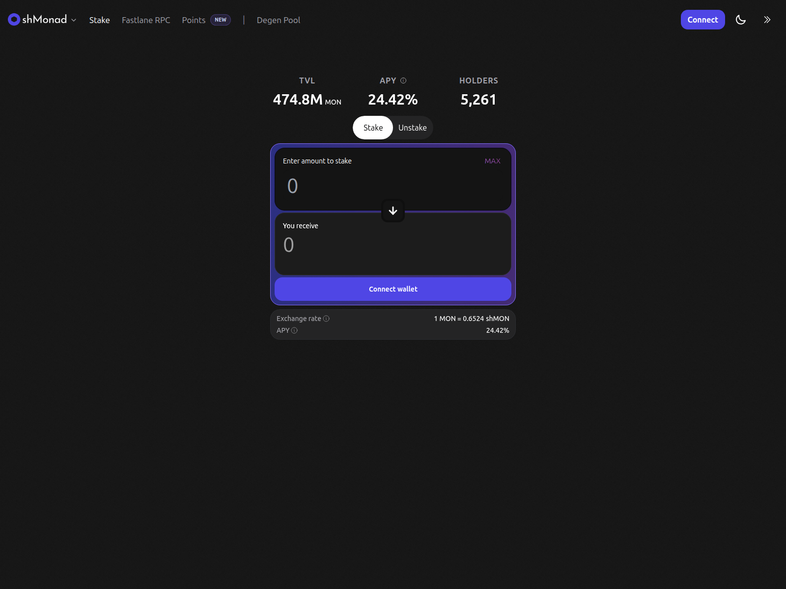 Screenshot of shmonad-frontend-dapp.pages.dev