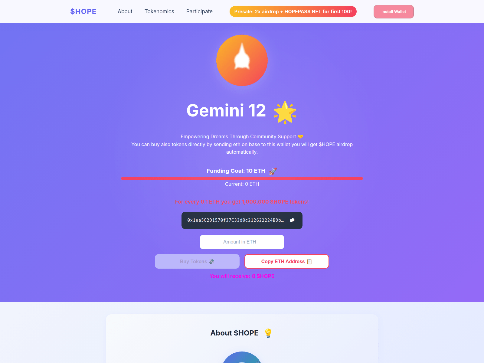 Screenshot of hopebase.xyz